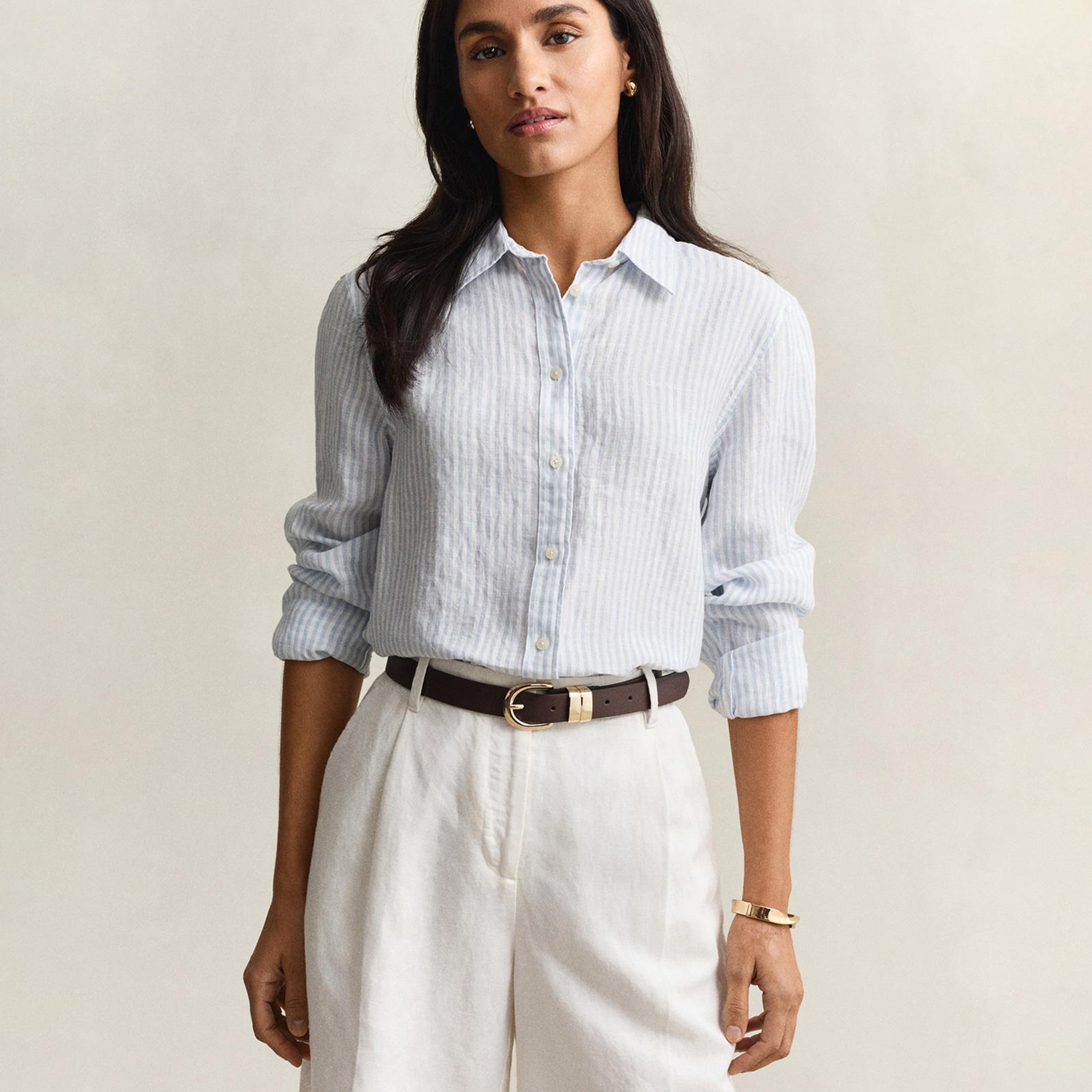 GANT Kadın Mavi Regular Fit Çizgili Gömlek