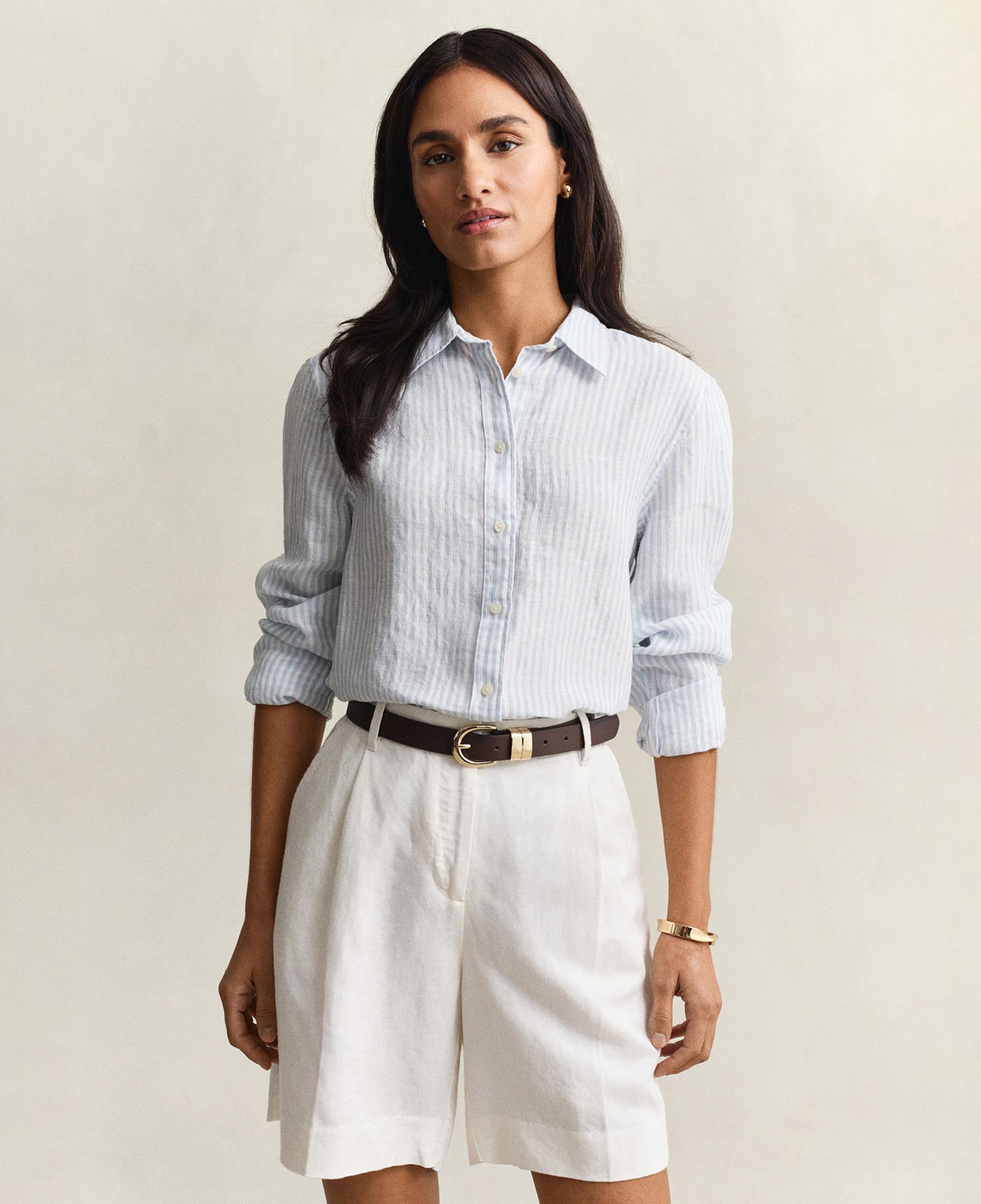 GANT Kadın Mavi Regular Fit Çizgili Gömlek