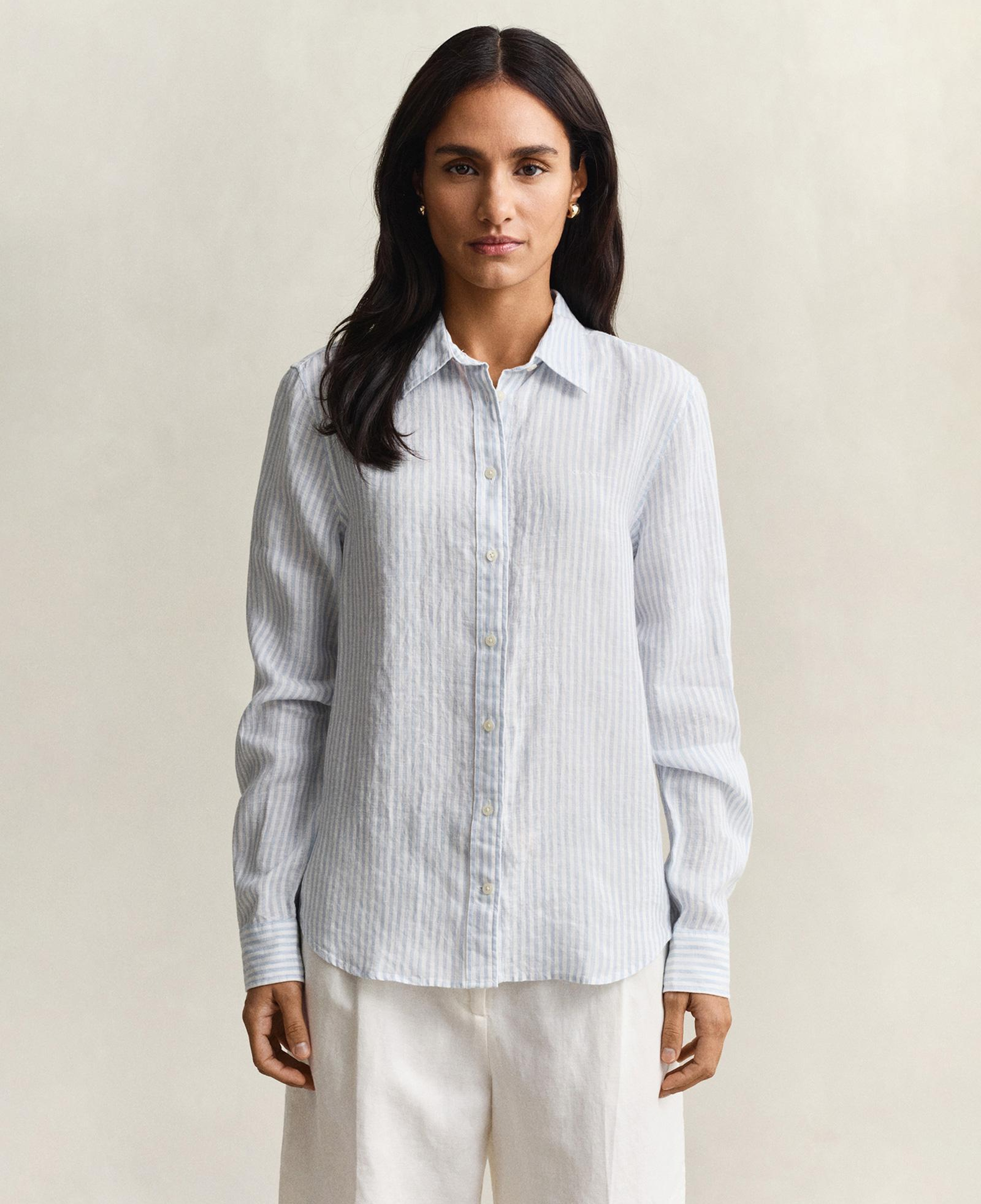 GANT Kadın Mavi Regular Fit Çizgili Gömlek