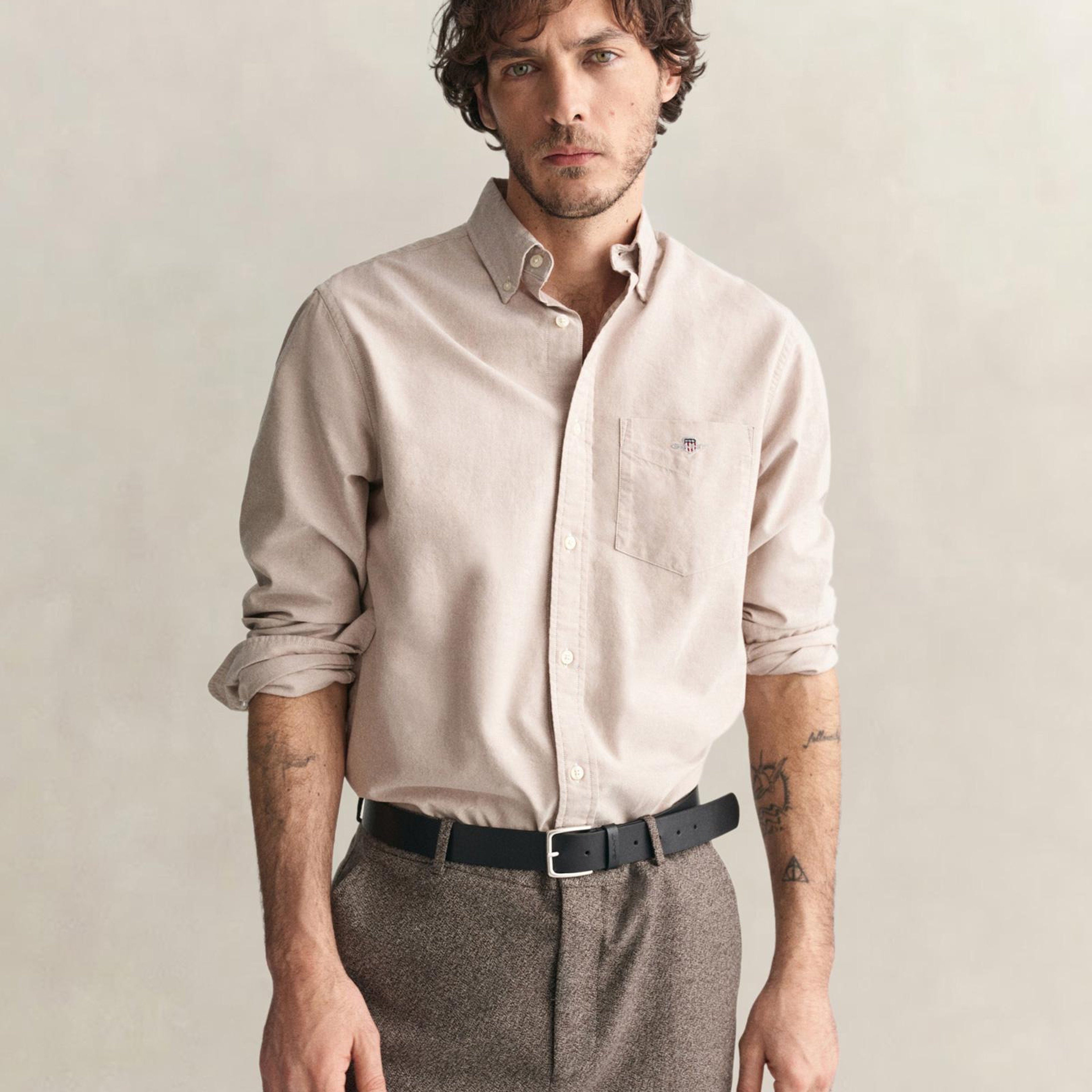 GANT Erkek Kahverengi Regular Fit Düğmeli Yaka Oxford Gömlek