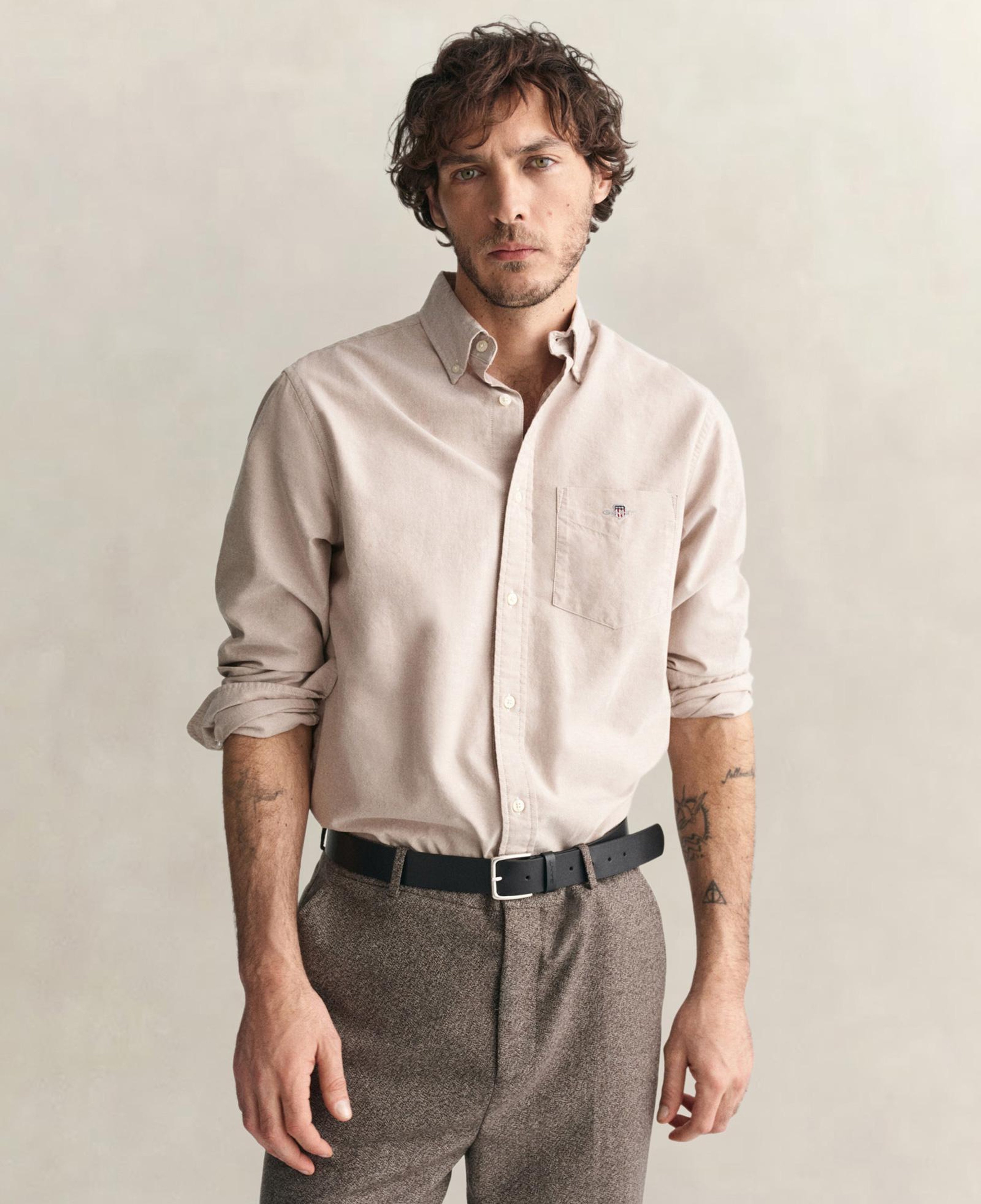 GANT Erkek Kahverengi Regular Fit Düğmeli Yaka Oxford Gömlek