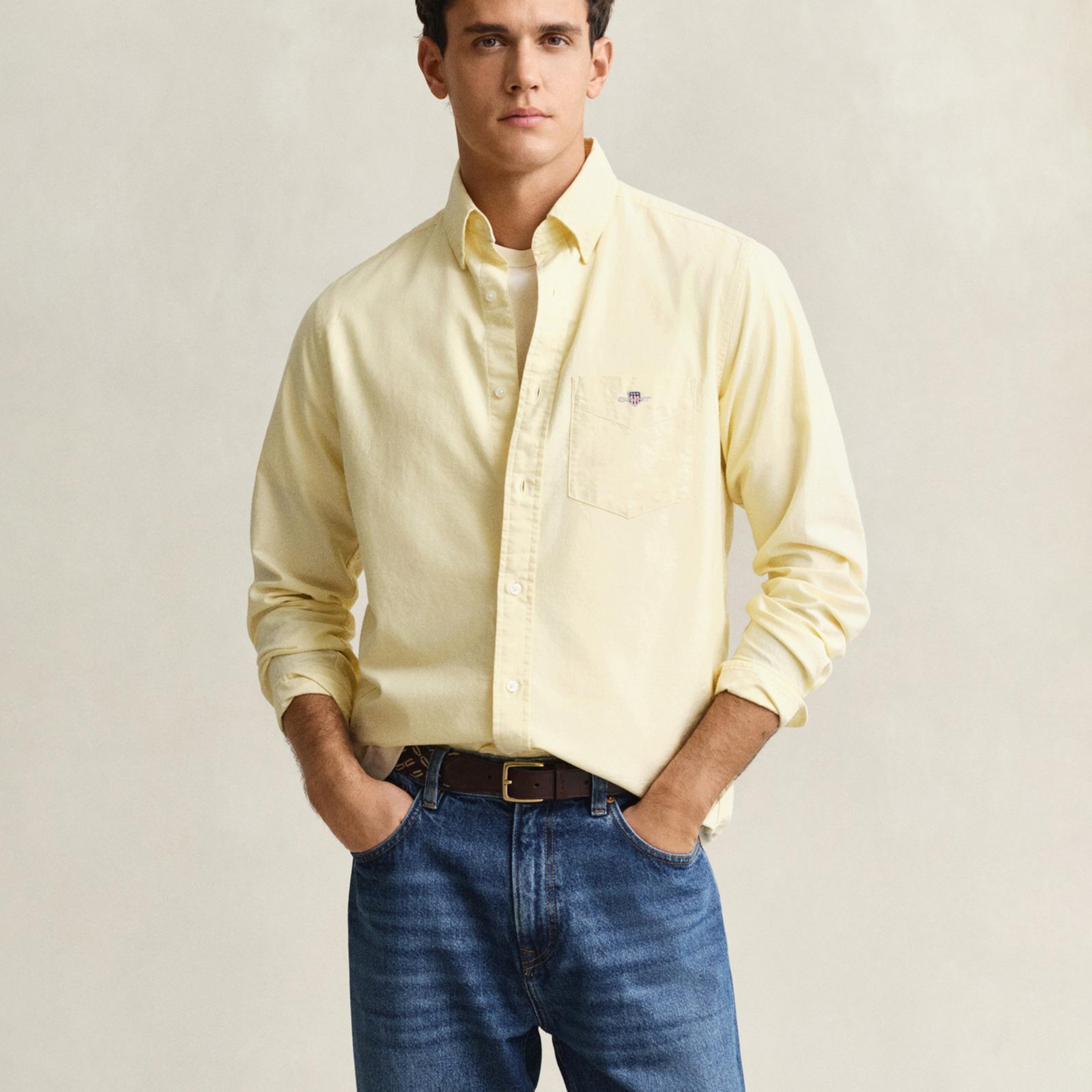 GANT Erkek Sarı Regular Fit Logolu Gömlek