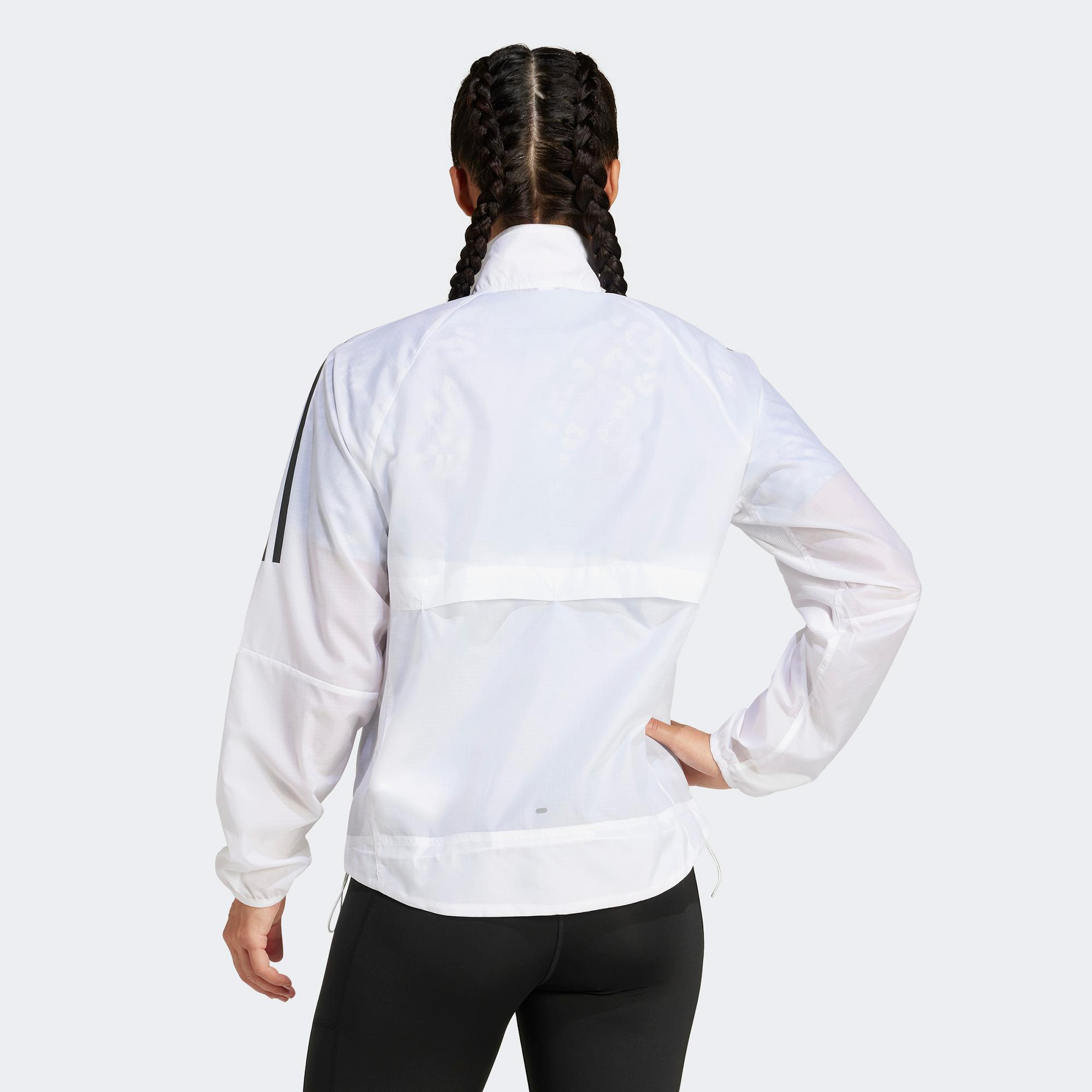 adidas Own The Run 3 Stripes Packable Kadın Beyaz Ceket