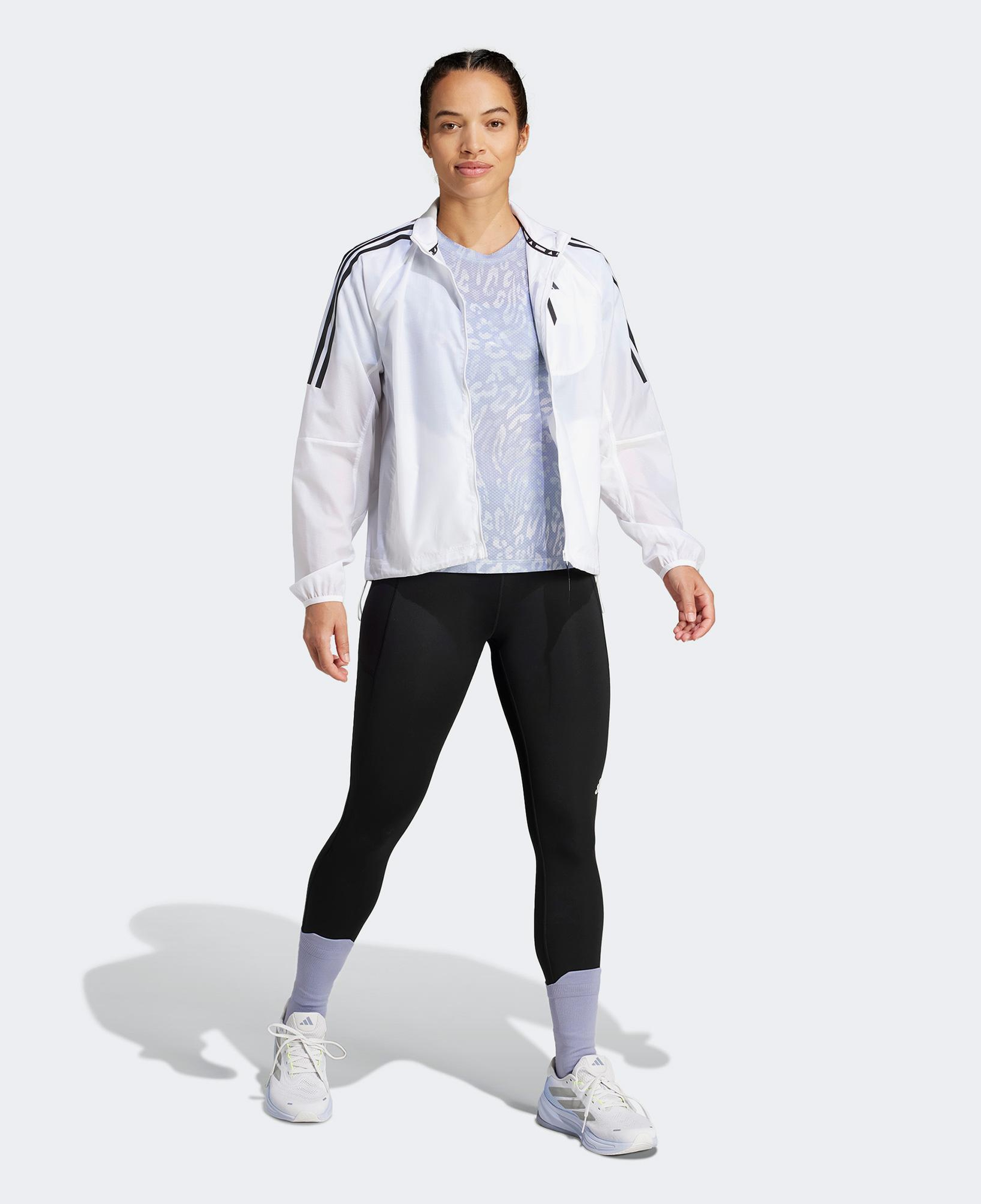 adidas Own The Run 3 Stripes Packable Kadın Beyaz Ceket