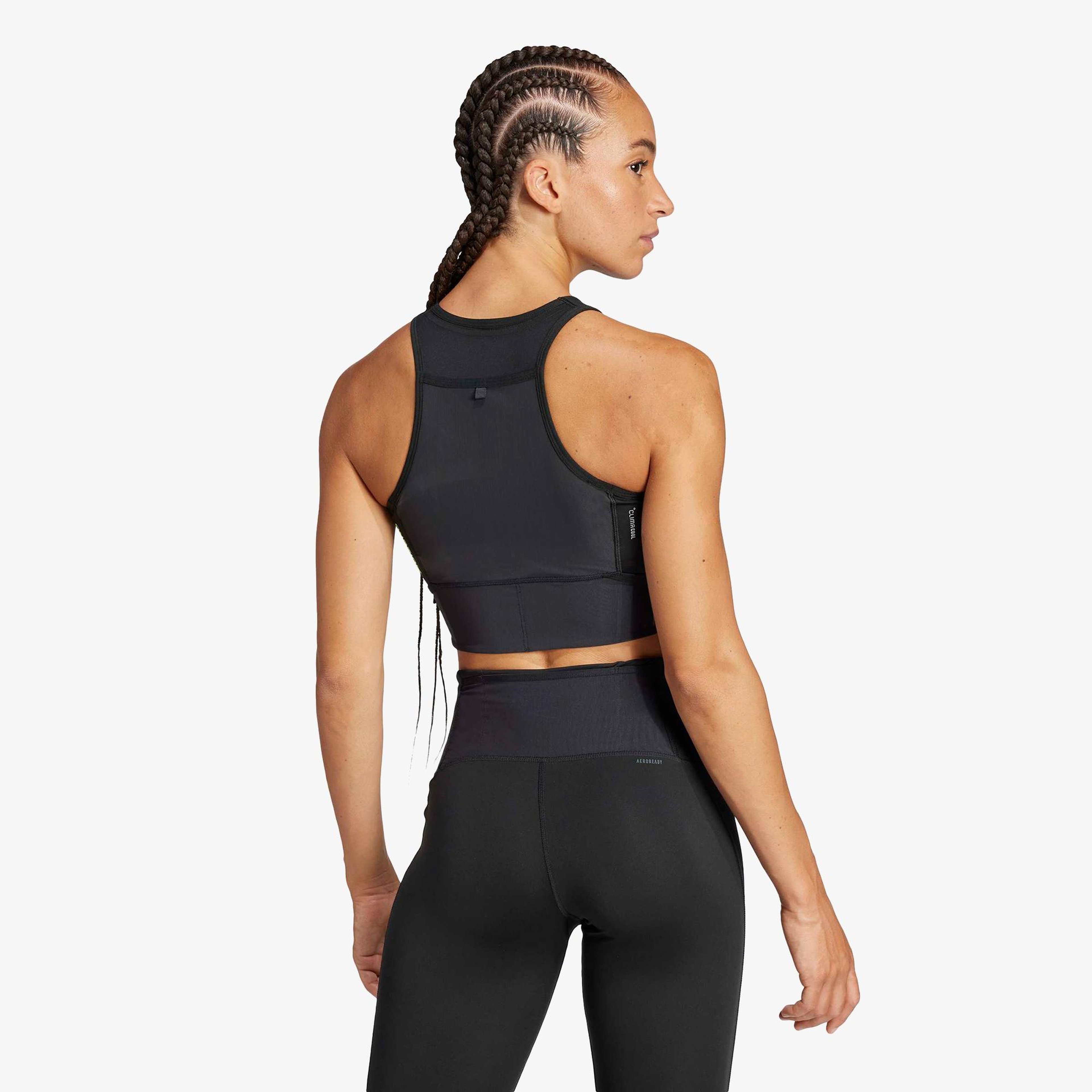 adidas Adizero Crop Kadın Siyah Kısa Kollu Atlet