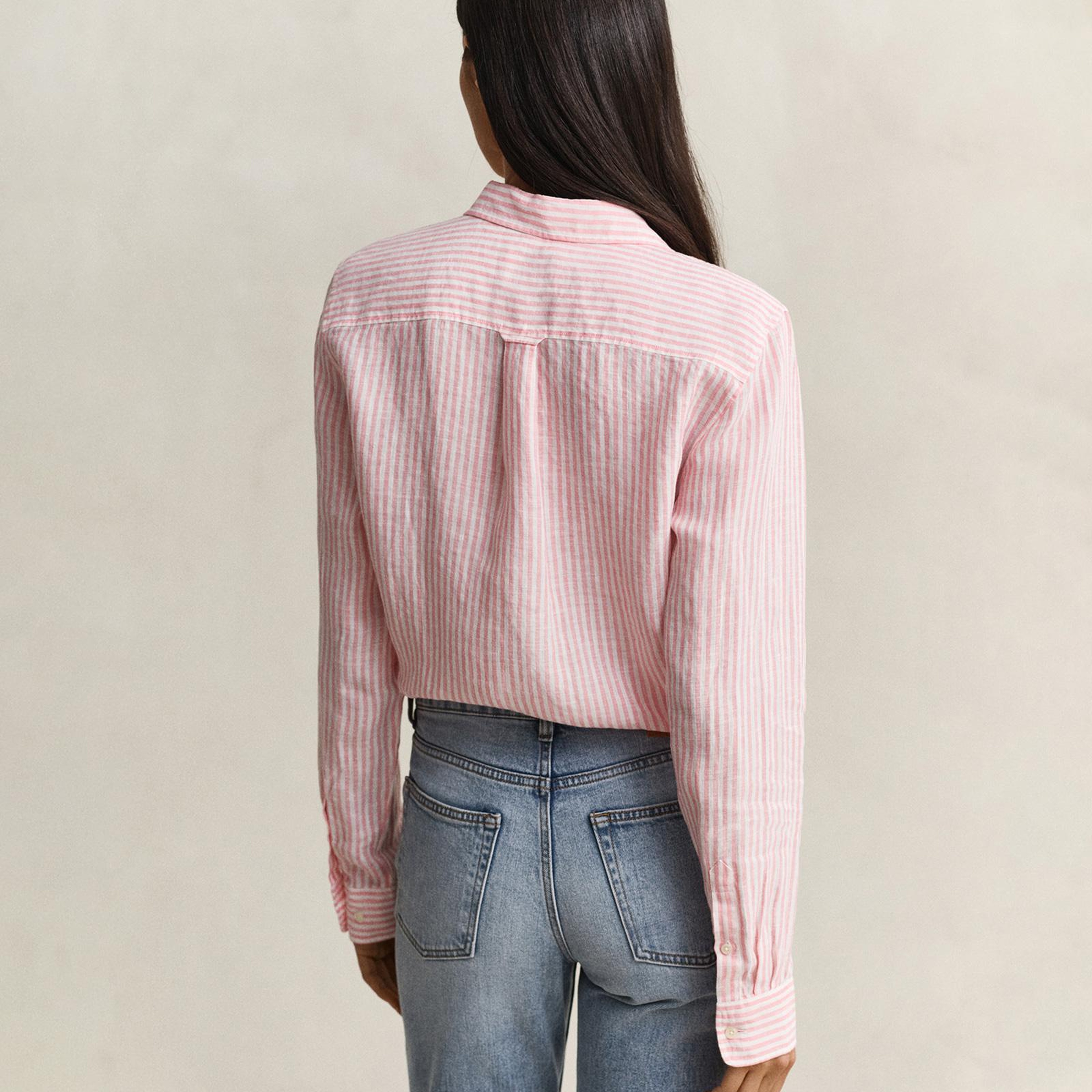 GANT Kadın Pembe Regular Fit Çizgili Gömlek