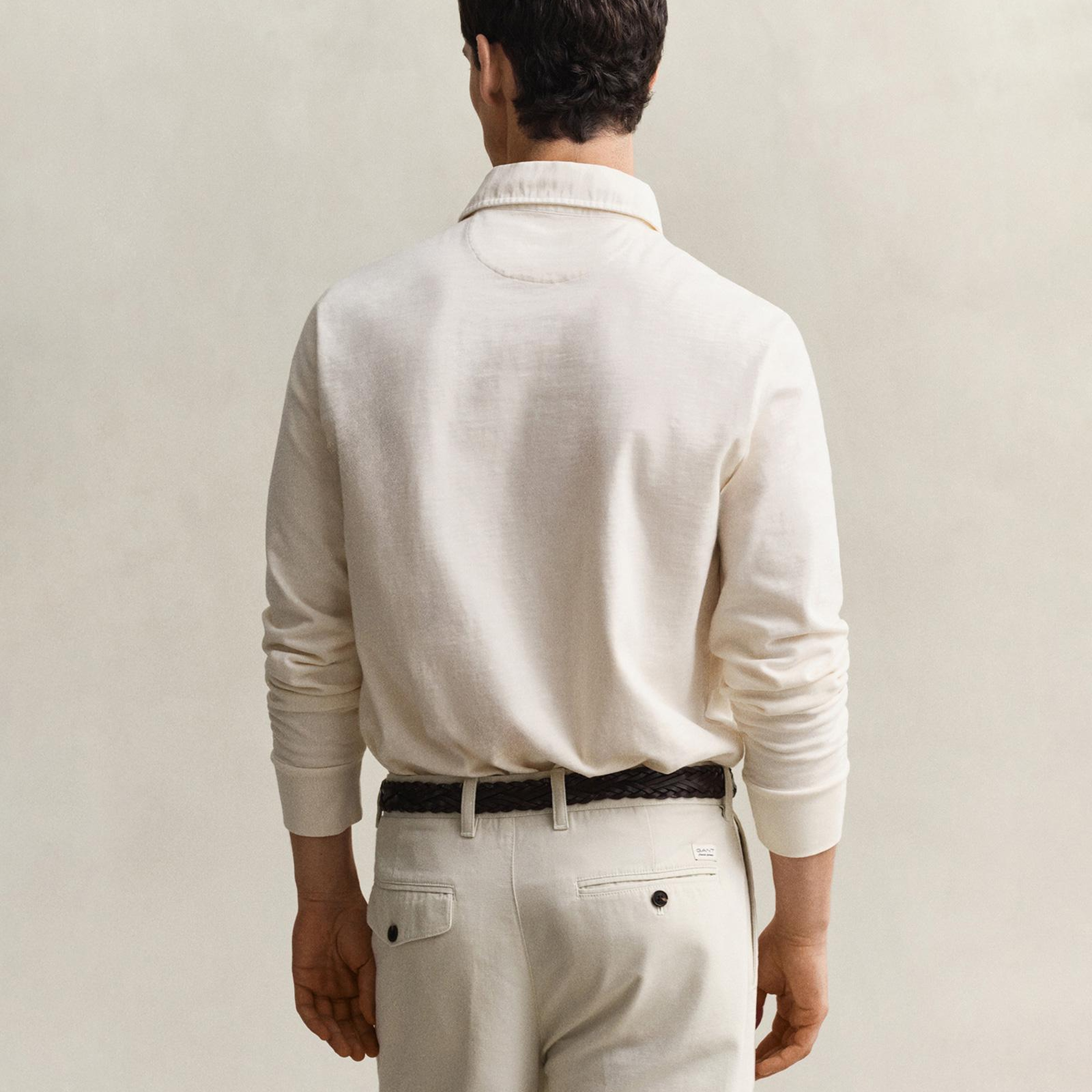 GANT Erkek Krem Regular Fit Logolu Polo Yaka Rugby T-Shirt