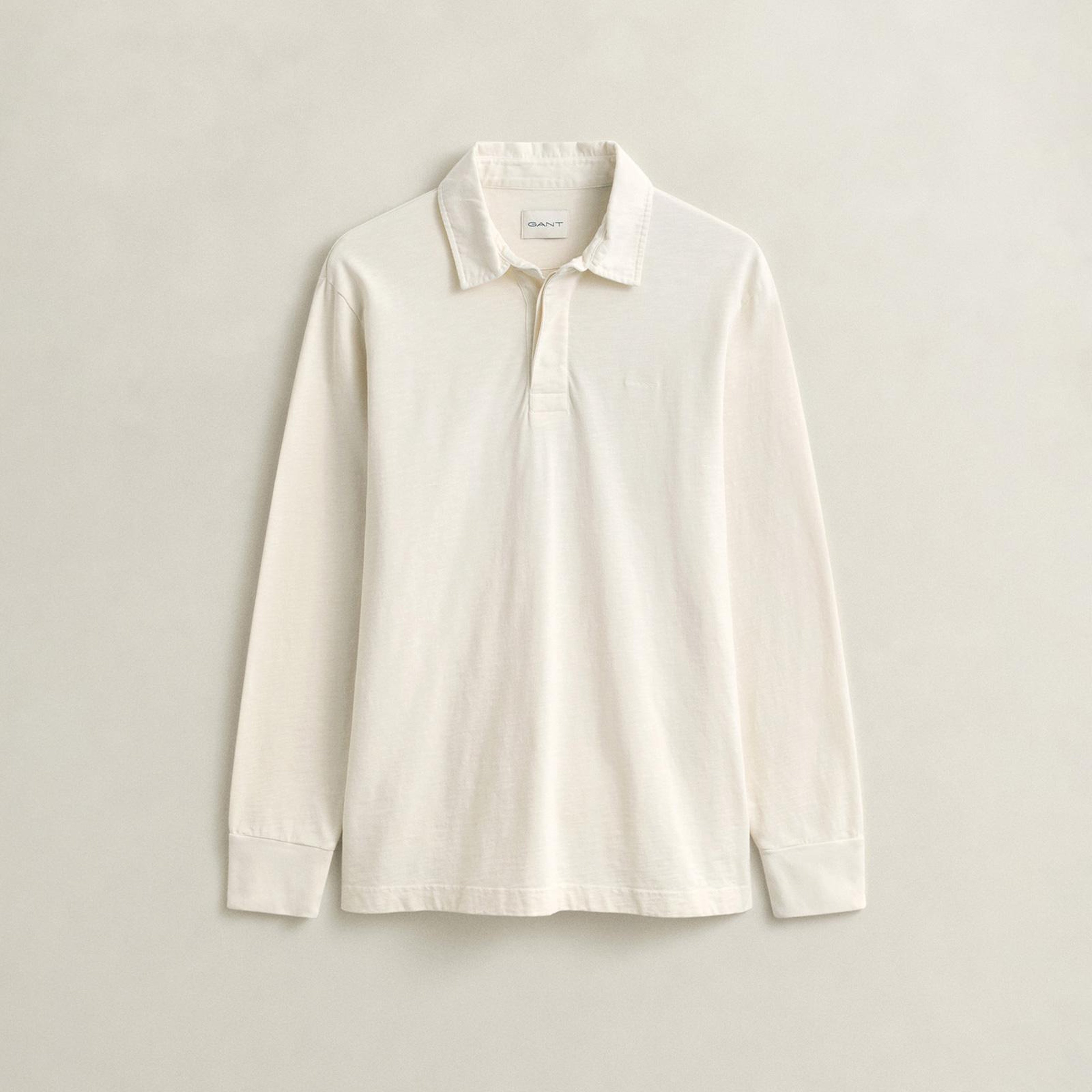 GANT Erkek Krem Regular Fit Logolu Polo Yaka Rugby T-Shirt