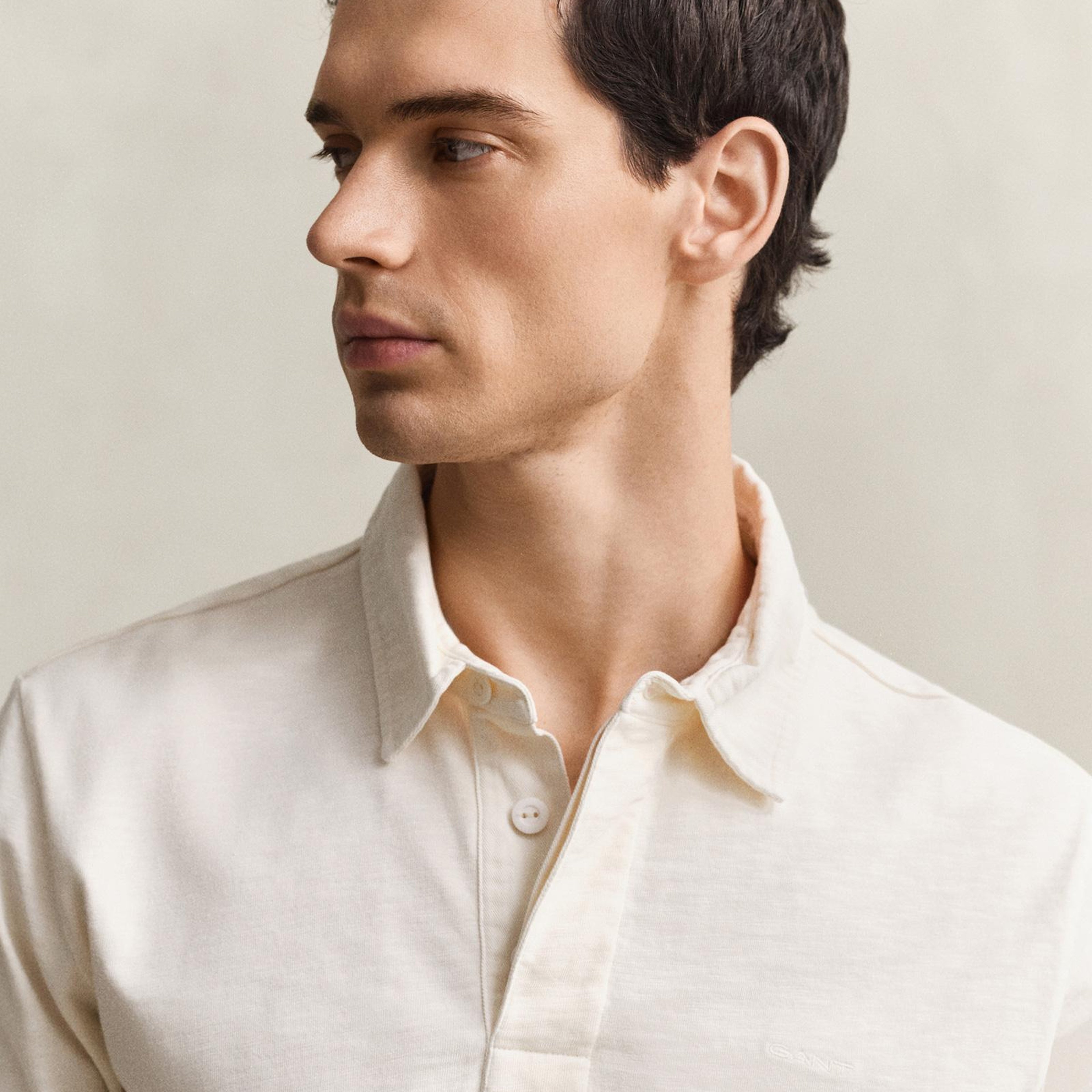 GANT Erkek Krem Regular Fit Logolu Polo Yaka Rugby T-Shirt