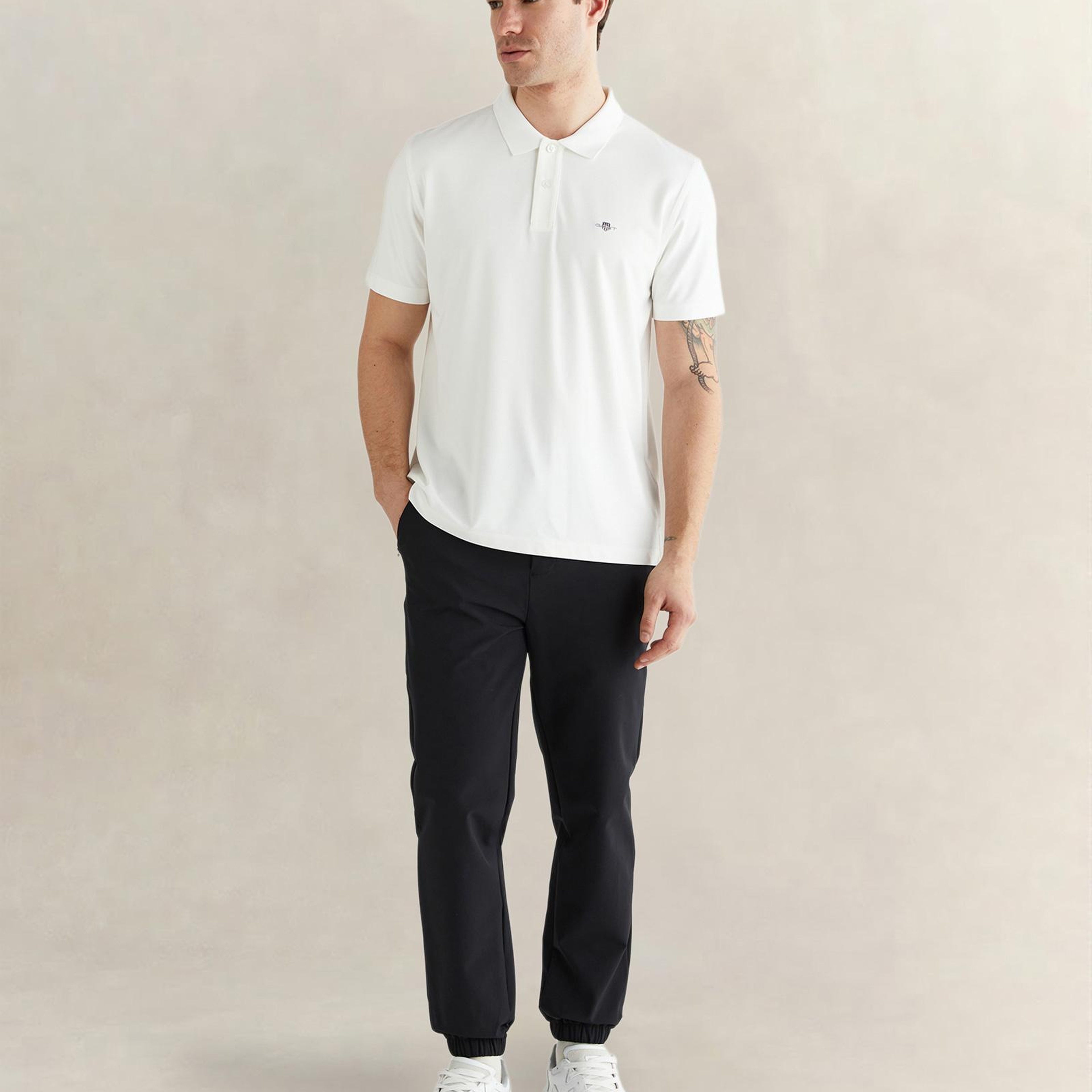 GANT Erkek Beyaz Regular Fit Logolu Polo Yaka T-Shirt