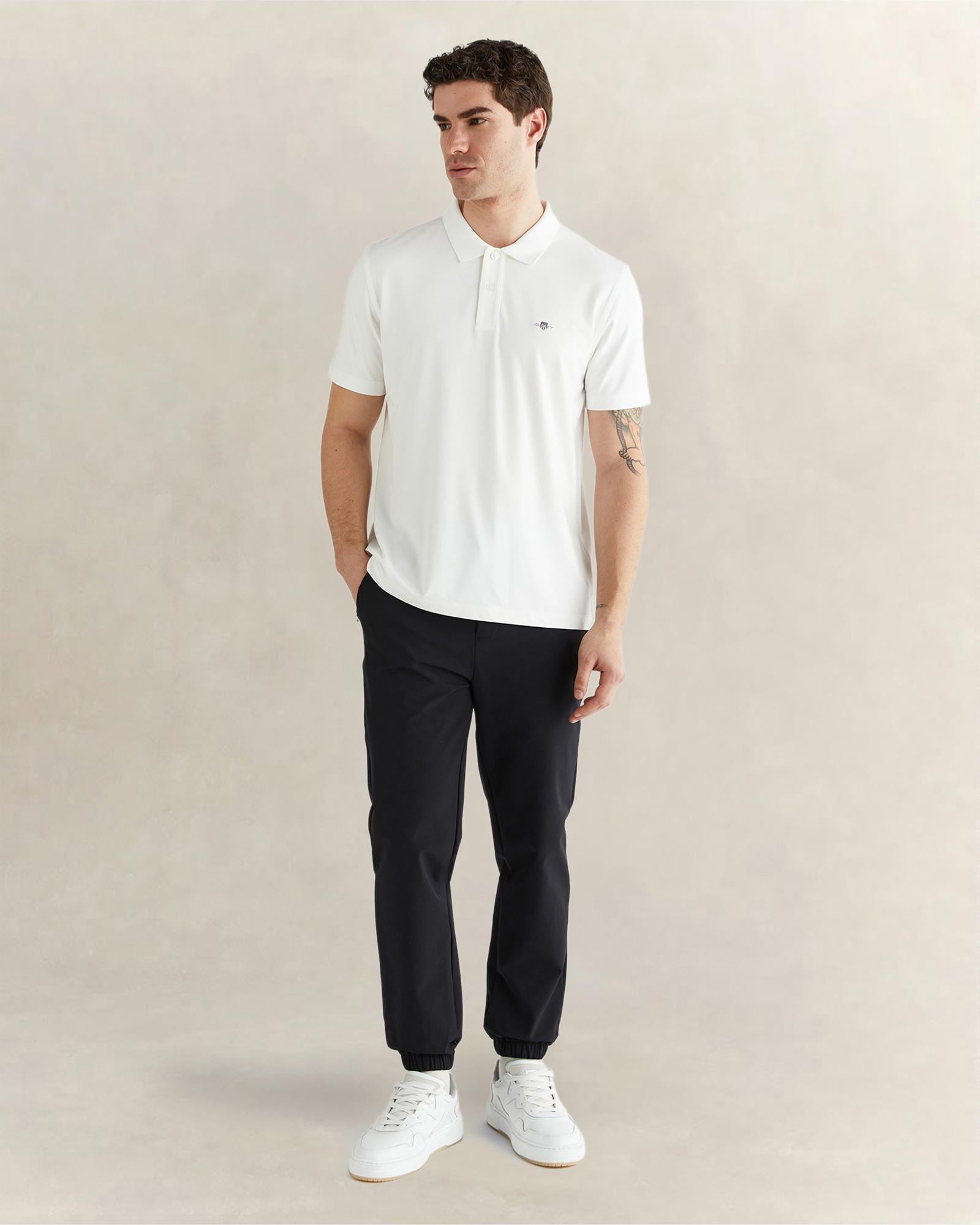 GANT Erkek Beyaz Regular Fit Logolu Polo Yaka T-Shirt