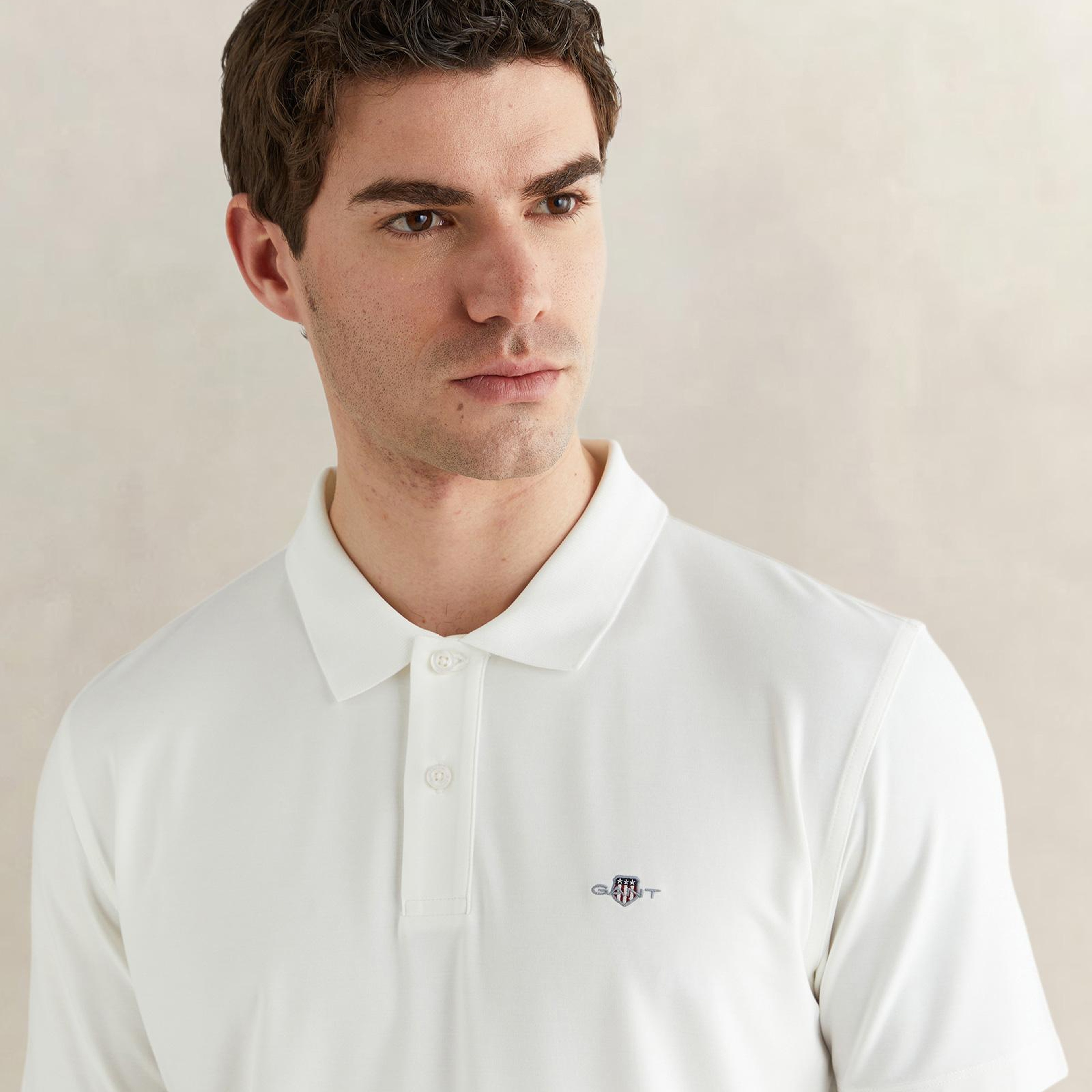 GANT Erkek Beyaz Regular Fit Logolu Polo Yaka T-Shirt
