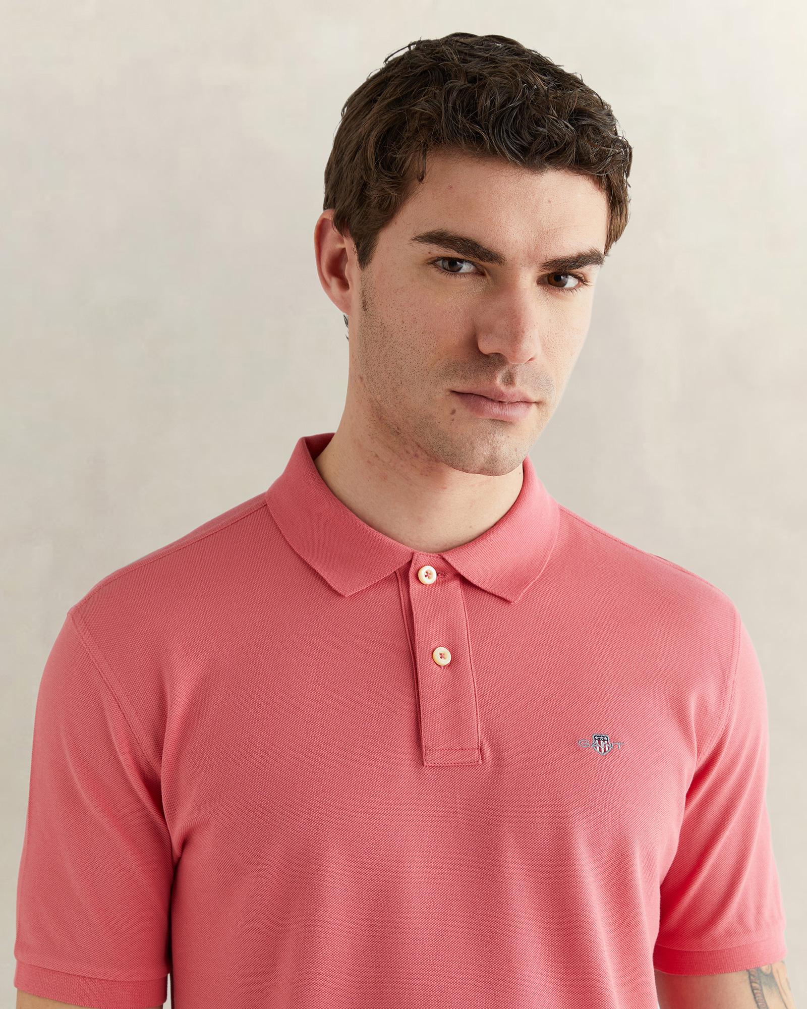 GANT Erkek Pembe Regular Fit Logolu Polo Yaka T-Shirt