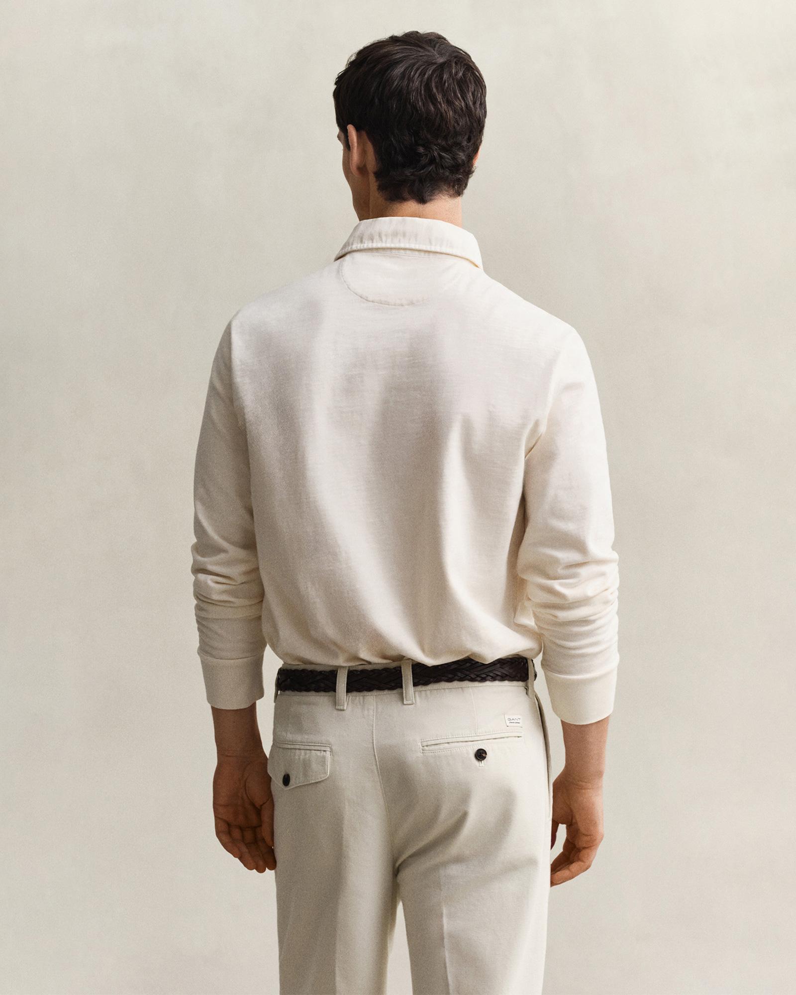 GANT Erkek Krem Regular Fit Logolu Polo Yaka Rugby T-Shirt