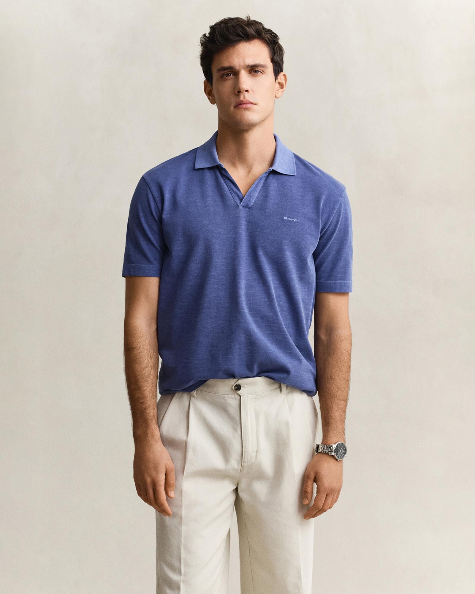 GANT Erkek Mavi Regular Fit Polo Yaka T-Shirt