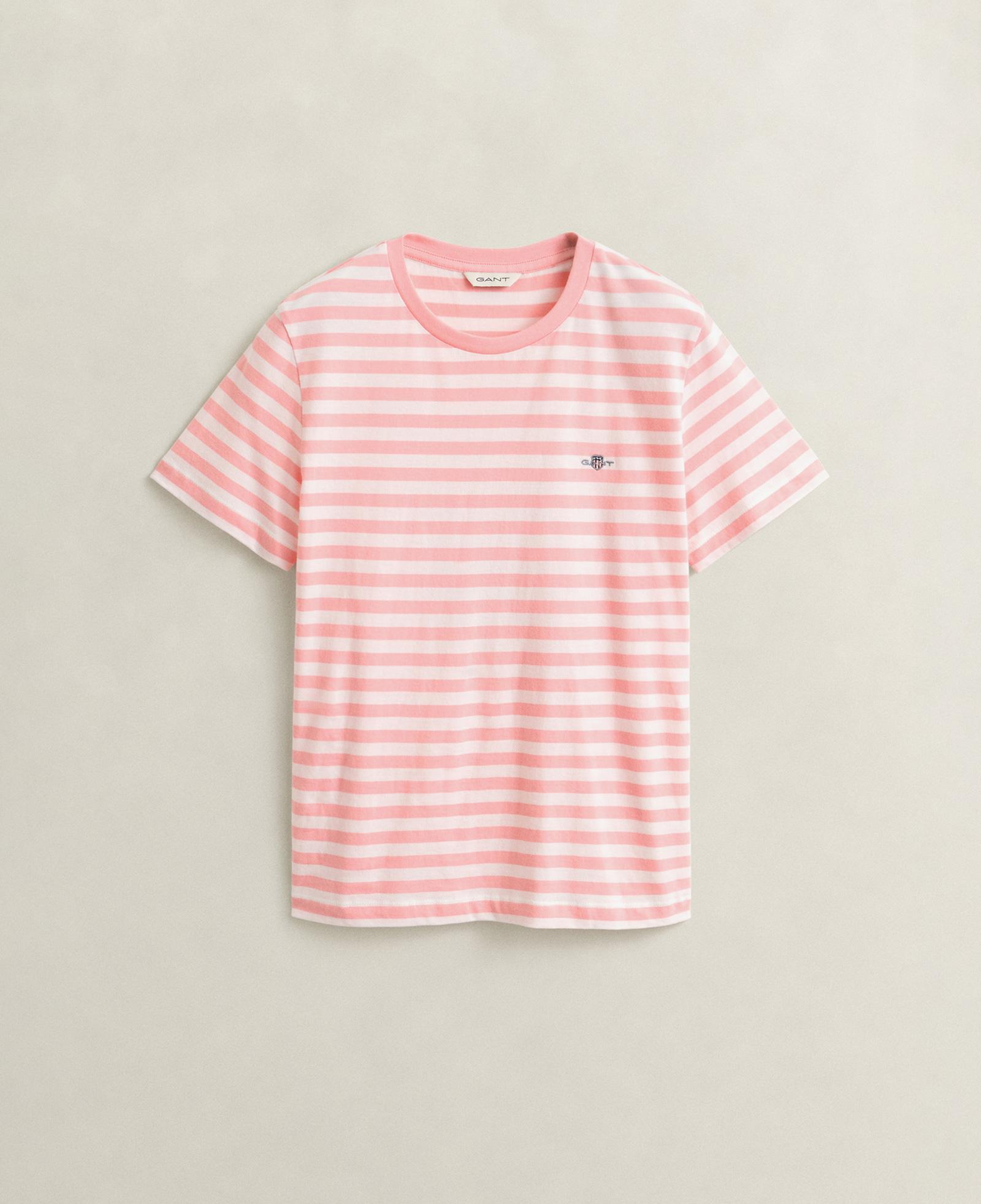 GANT Kadın Pembe Bisiklet Yaka Regular Fit Çizgili T-Shirt