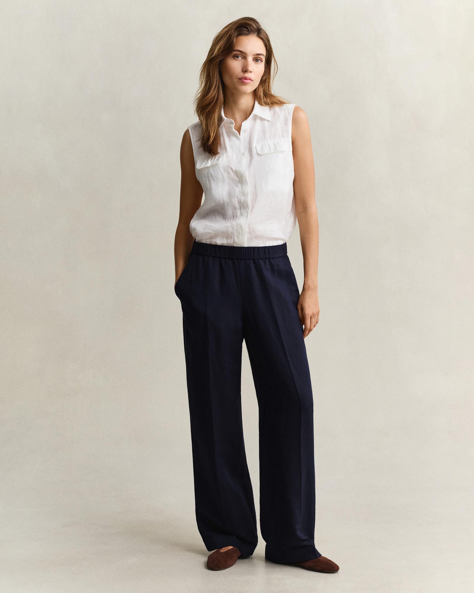 GANT Kadın Lacivert Relaxed Fit Pantolon