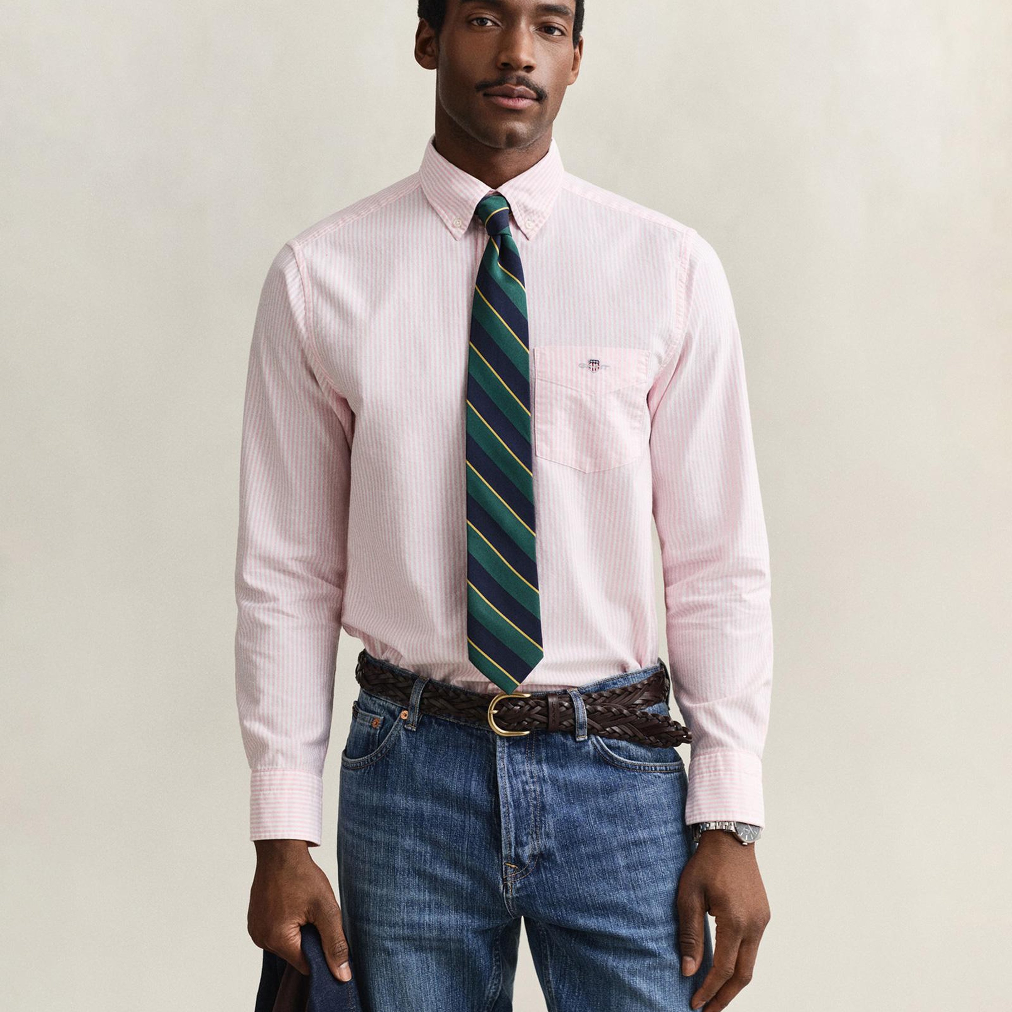 GANT Erkek Pembe Regular Fit Çizgili Logolu Gömlek