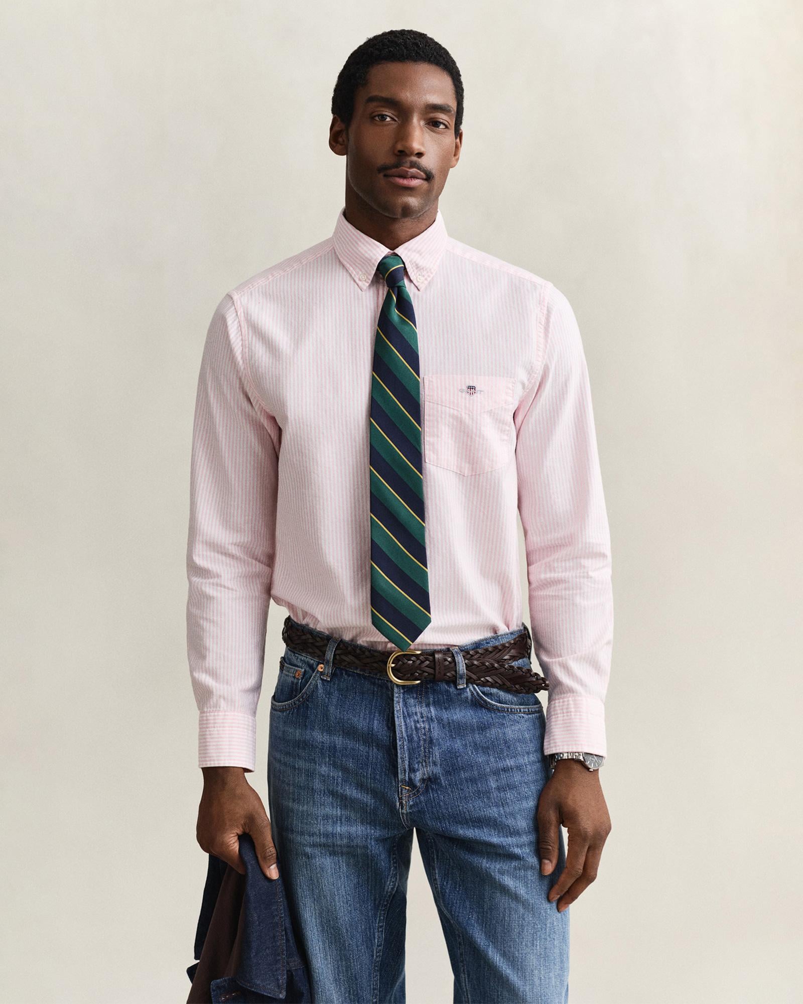 GANT Erkek Pembe Regular Fit Çizgili Logolu Gömlek
