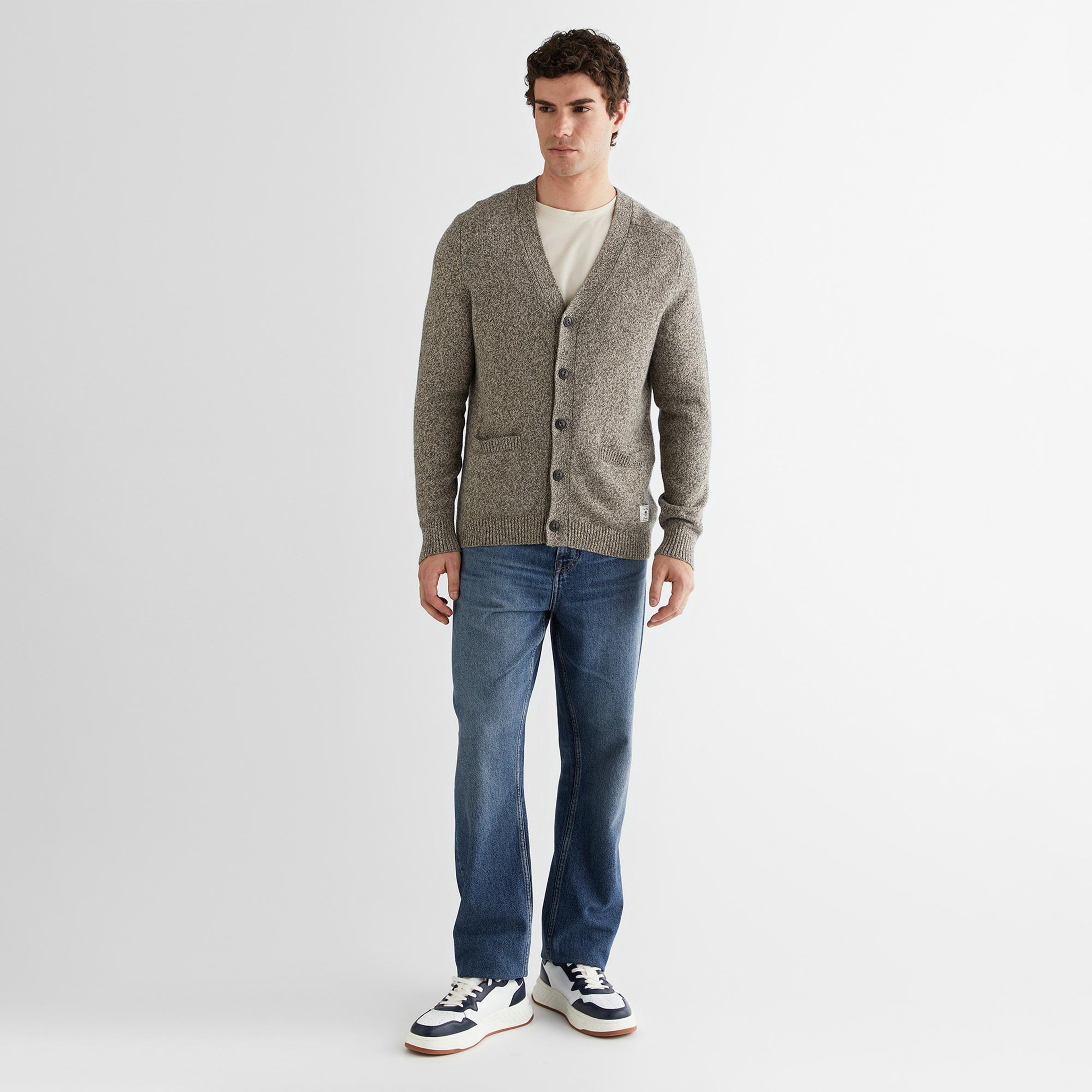 GANT Erkek Kahverengi Regular Fit V Yaka Hırka