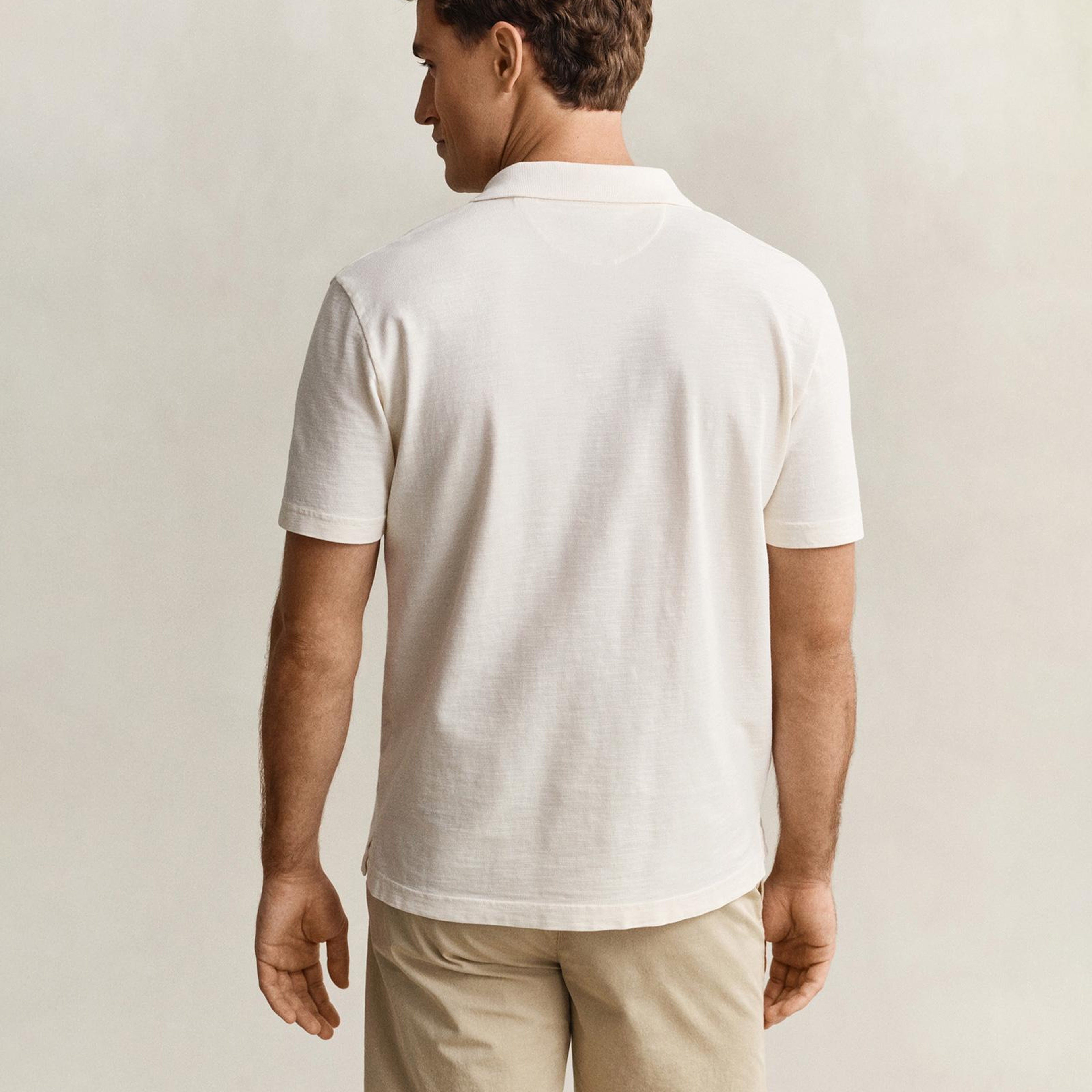 GANT Erkek Krem Regular Fit Polo Yaka T-Shirt