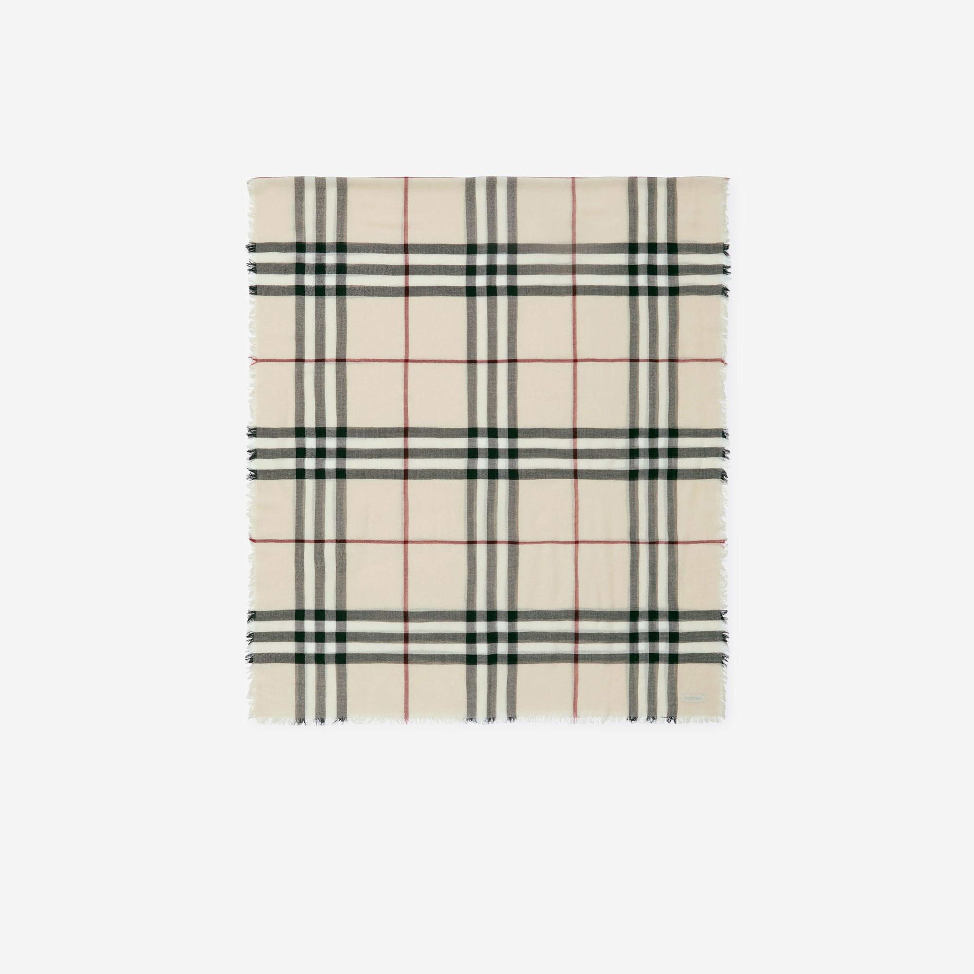 Burberry Check Yün Kadın Krem Rengi Atkı