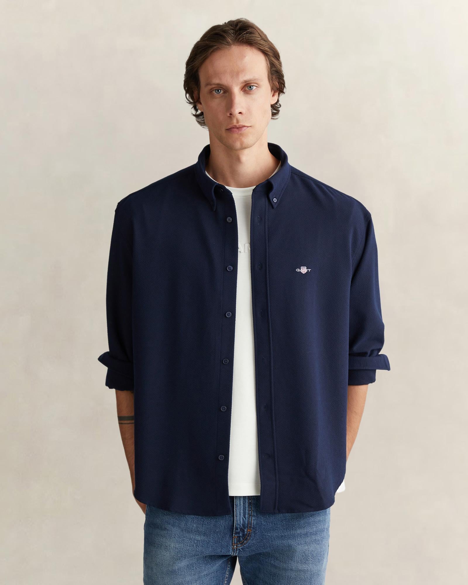 GANT Erkek Lacivert Relaxed Fit  Gömlek
