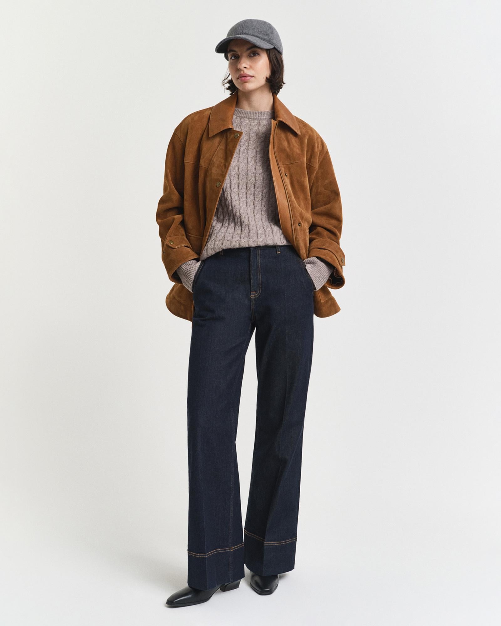 GANT Kadın Bej Relaxed Fit Bisiklet Yaka Triko