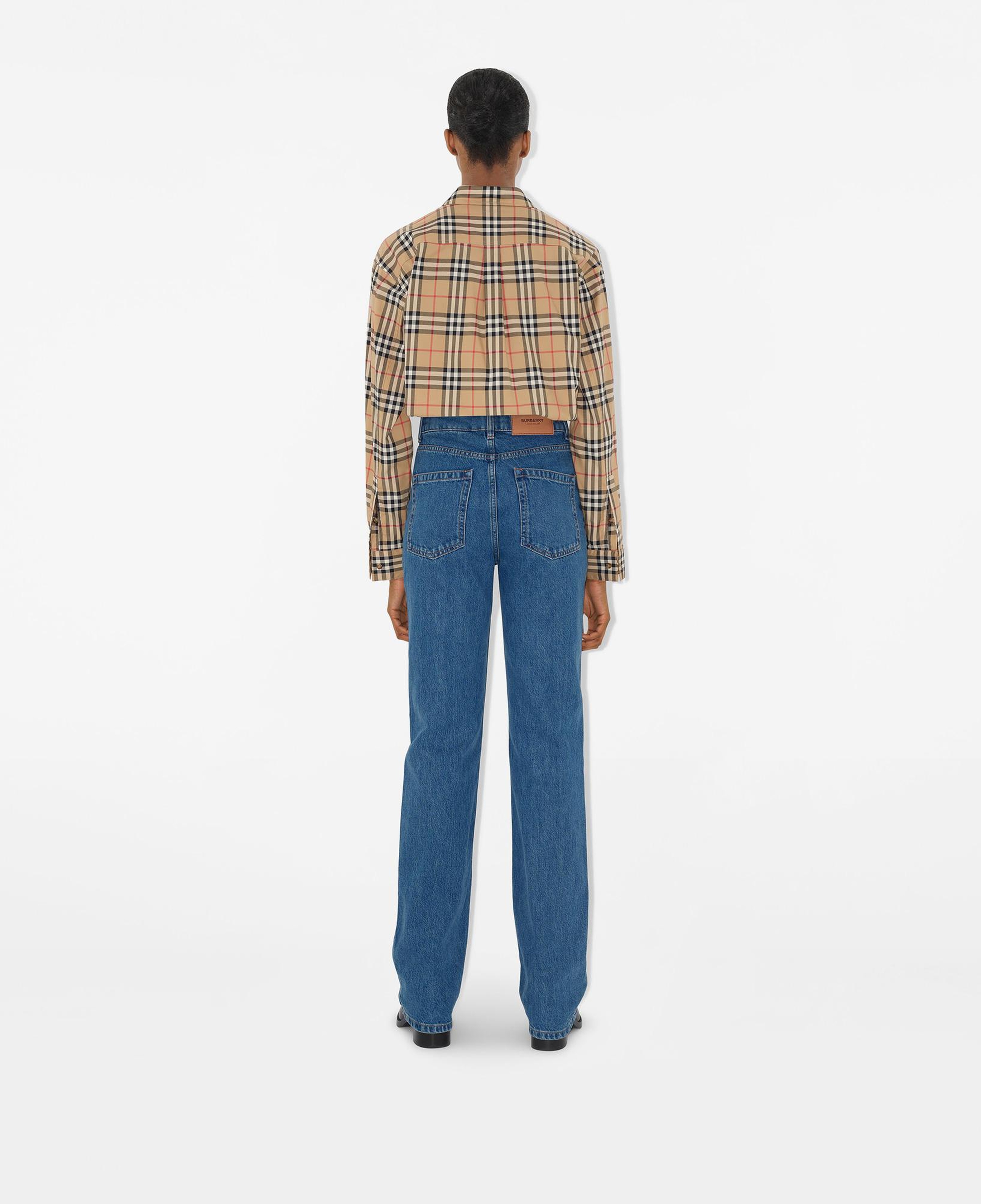 Burberry Check Stretch Pamuklu Kadın Bej Gömlek
