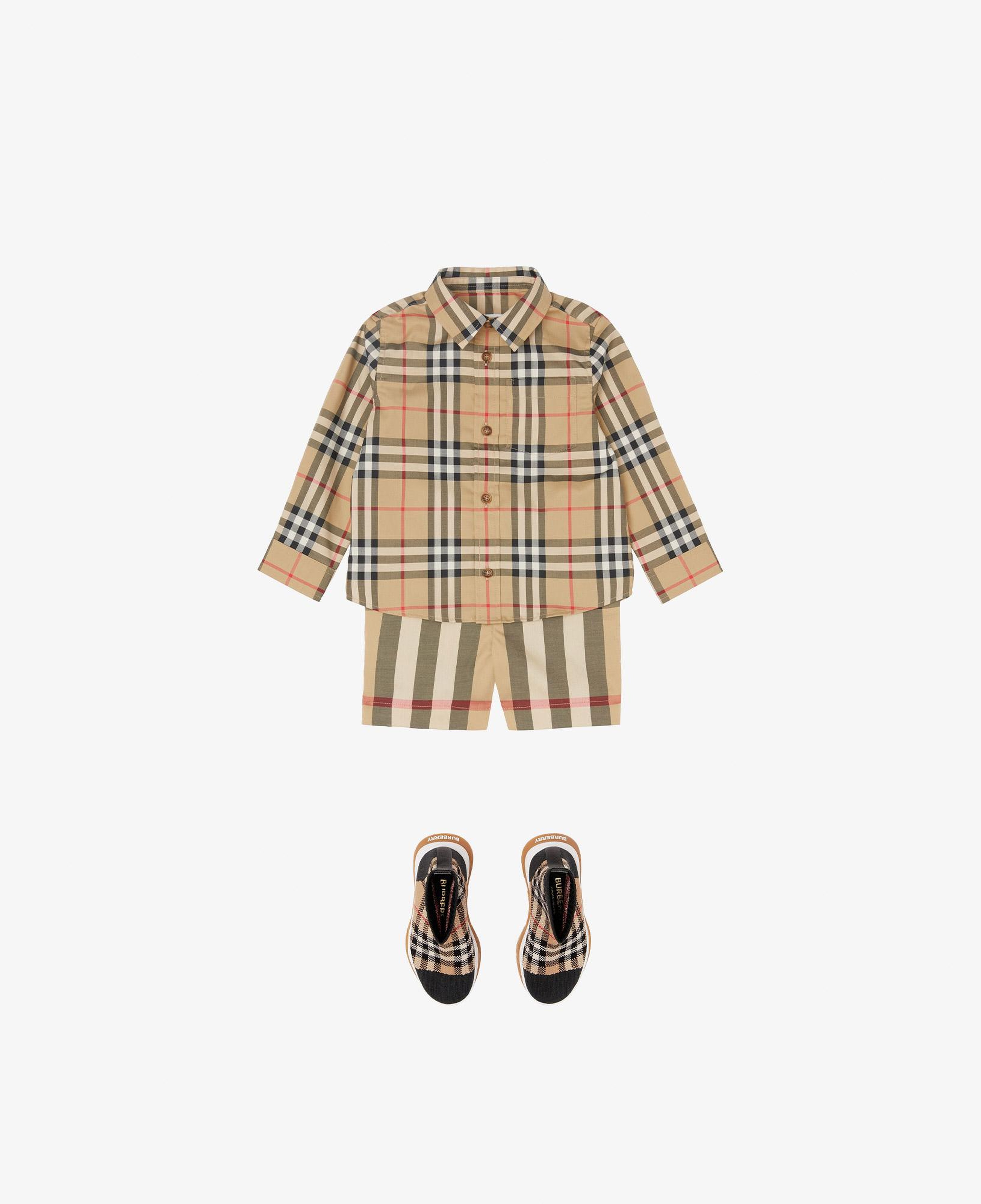 Burberry Owen Vintage Stretch Cotton Çocuk Bej Gömlek