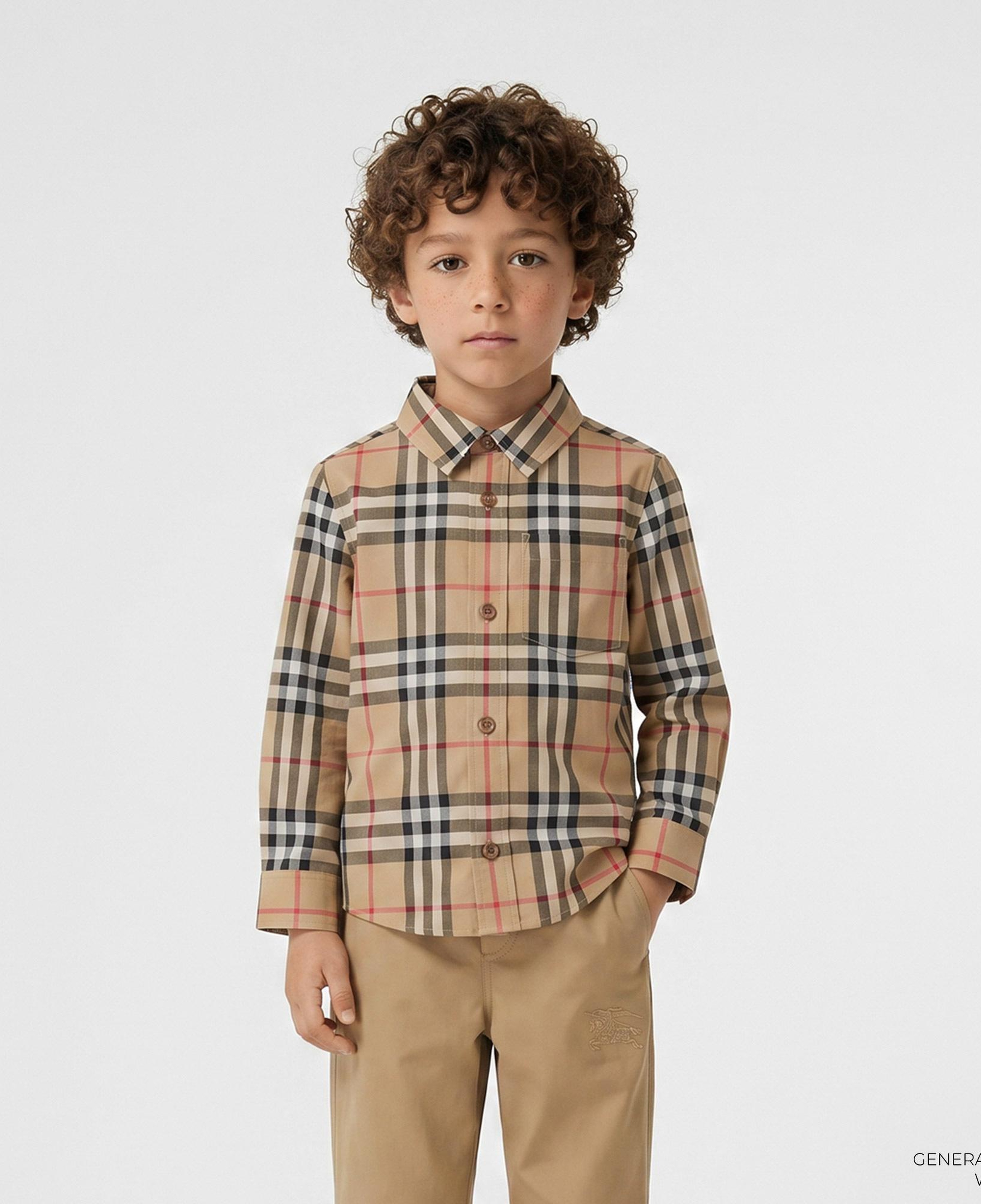 Burberry Owen Vintage Stretch Cotton Çocuk Bej Gömlek