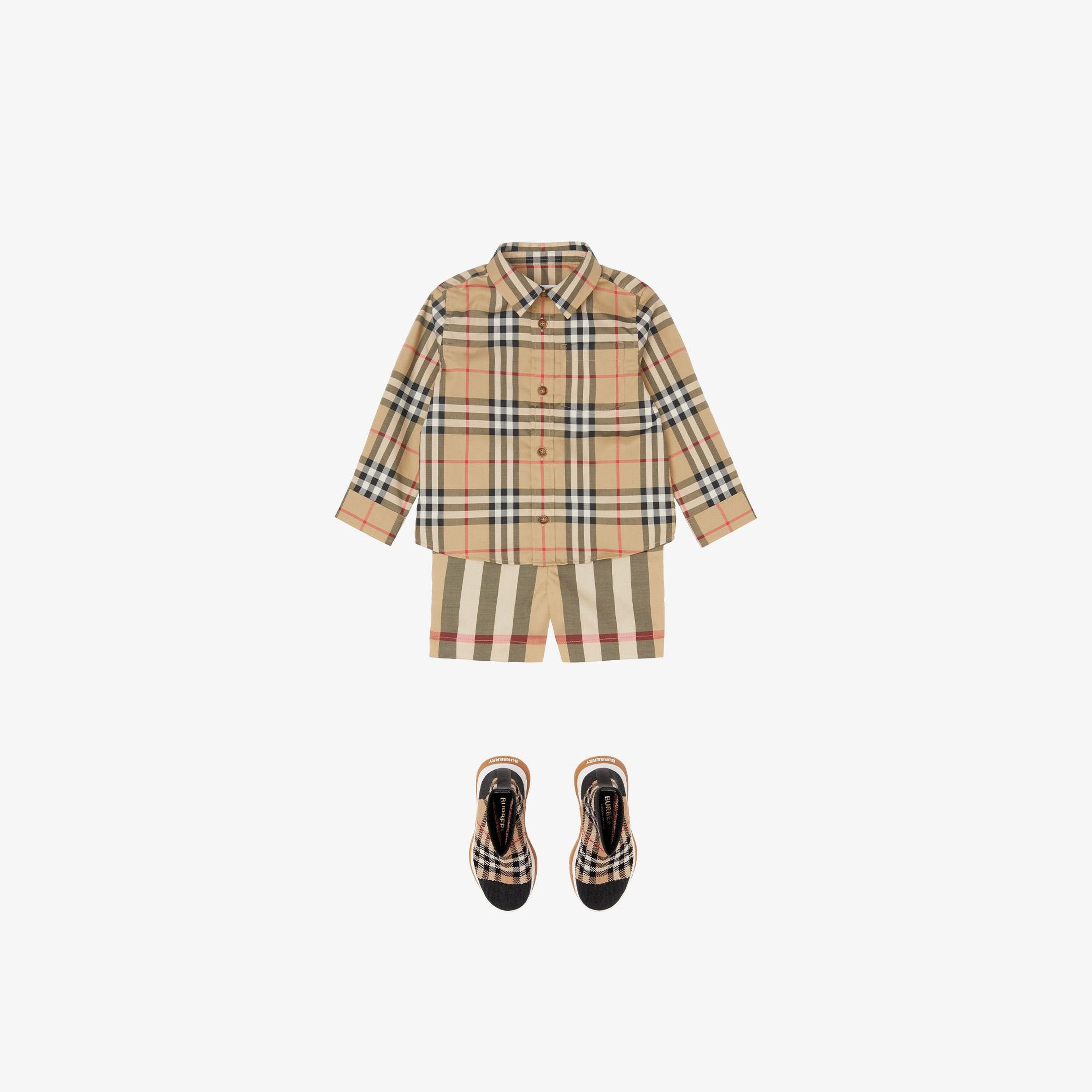 Burberry Owen Vintage Stretch Cotton Çocuk Bej Gömlek