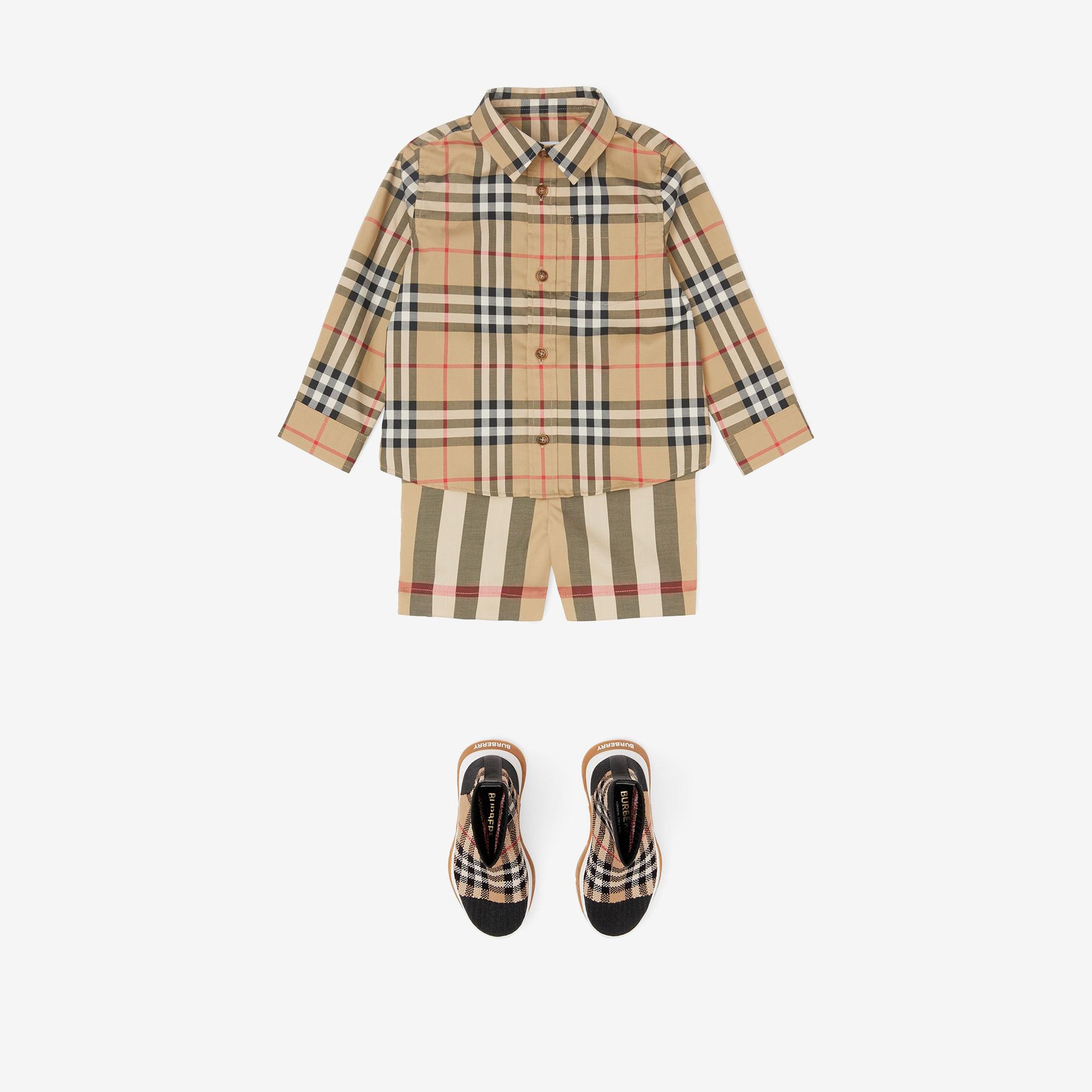 Burberry Owen Vintage Stretch Cotton Çocuk Bej Gömlek