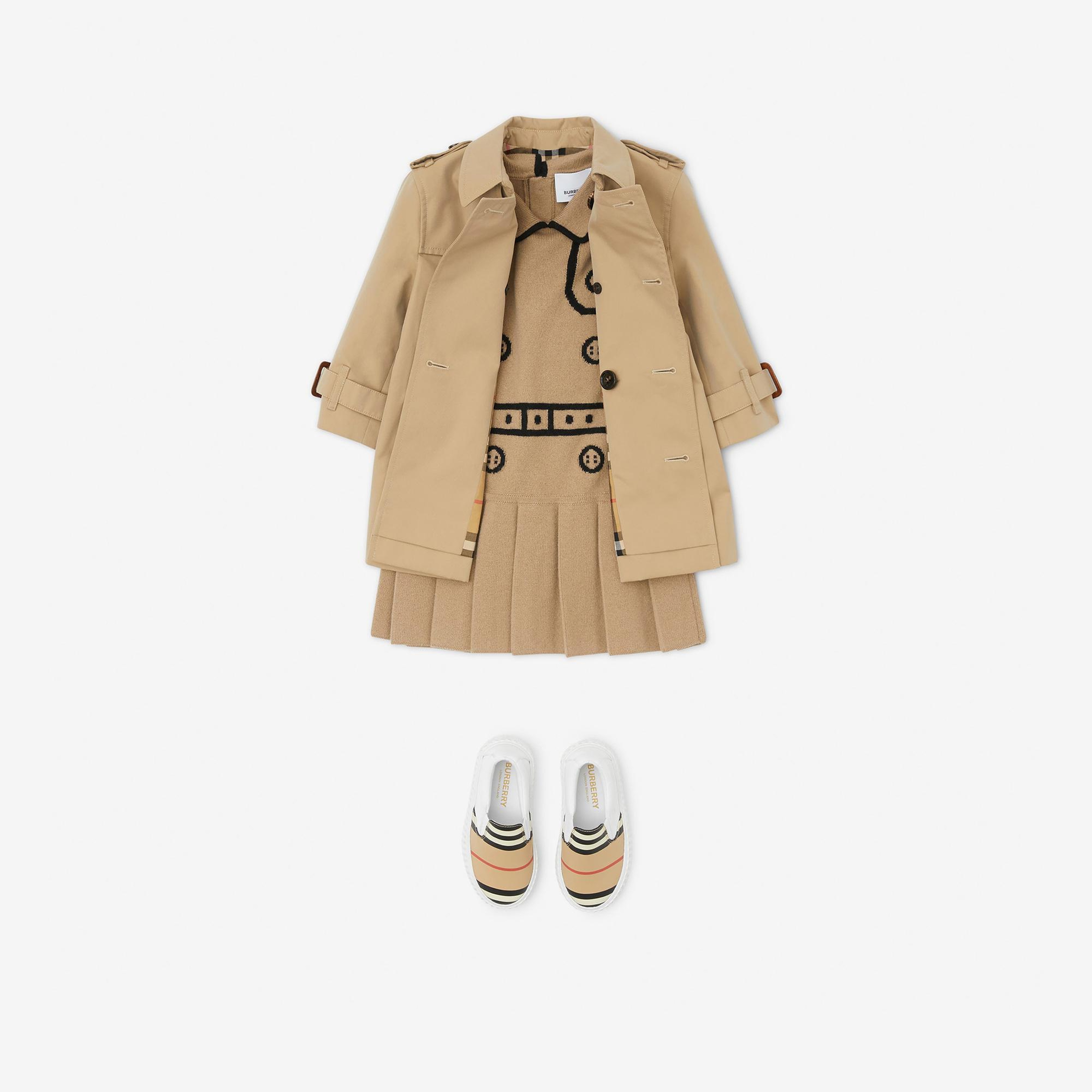 Burberry Mayfair Gabardine Çocuk Bej Trençkot