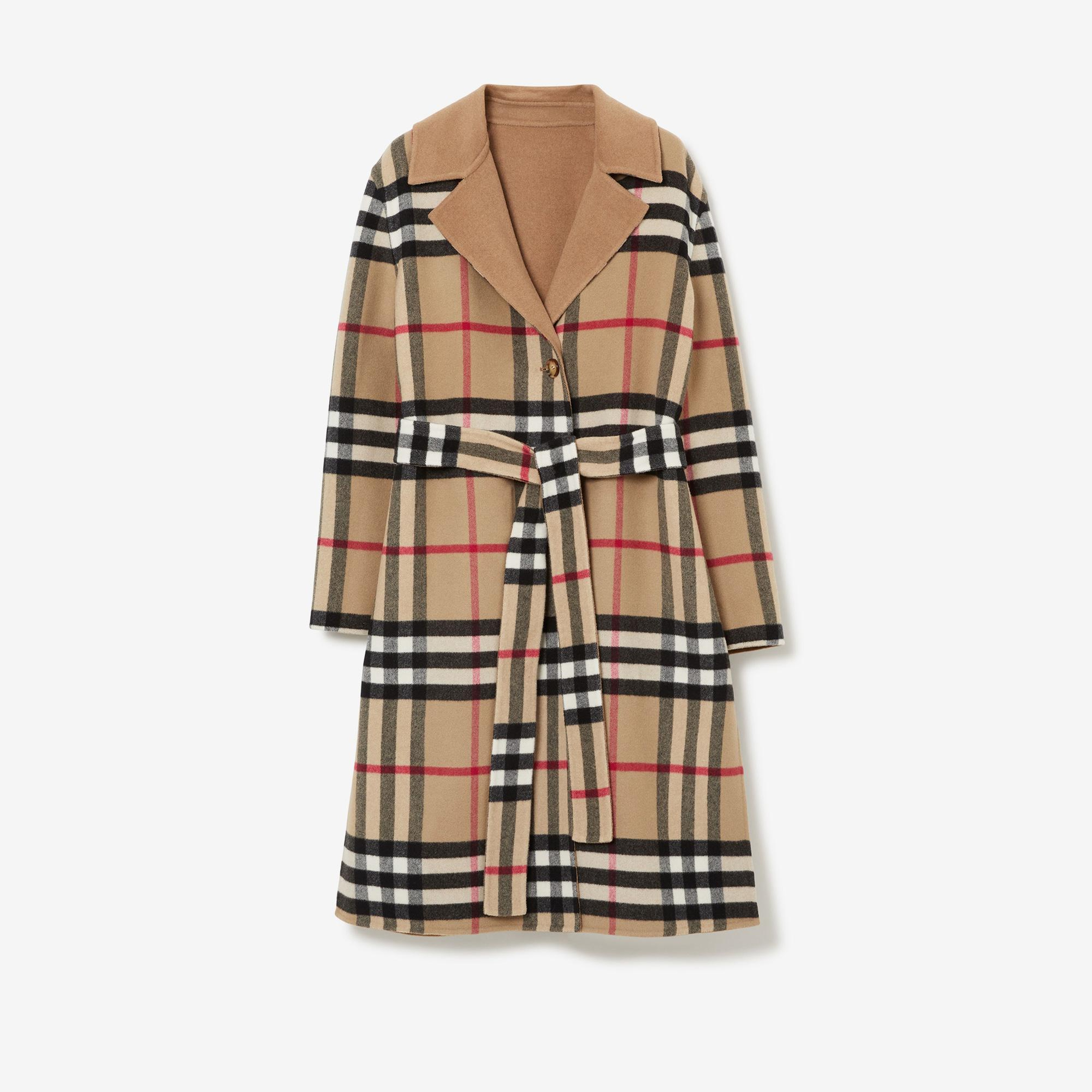 Burberry Reversible Check Yün Kadın Bej Mont