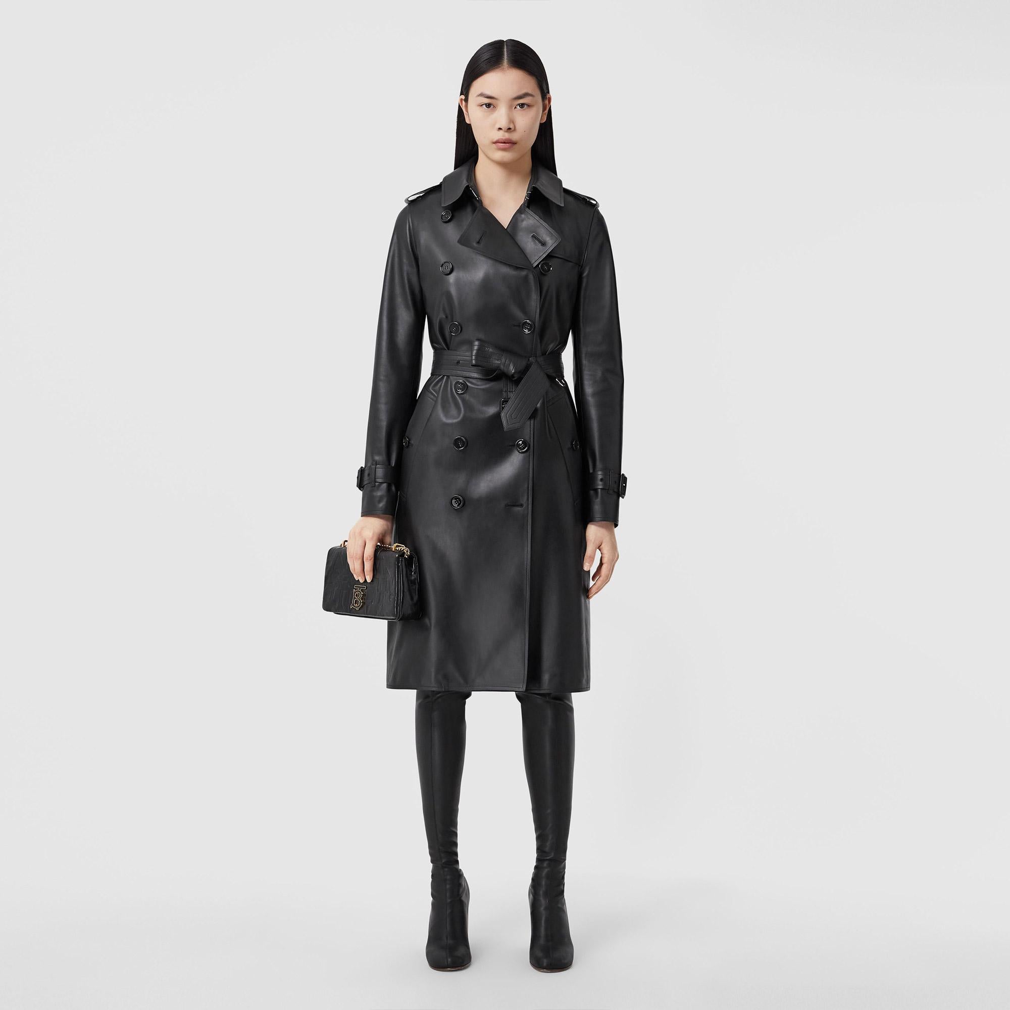 Burberry Kadın Siyah Deri Mont
