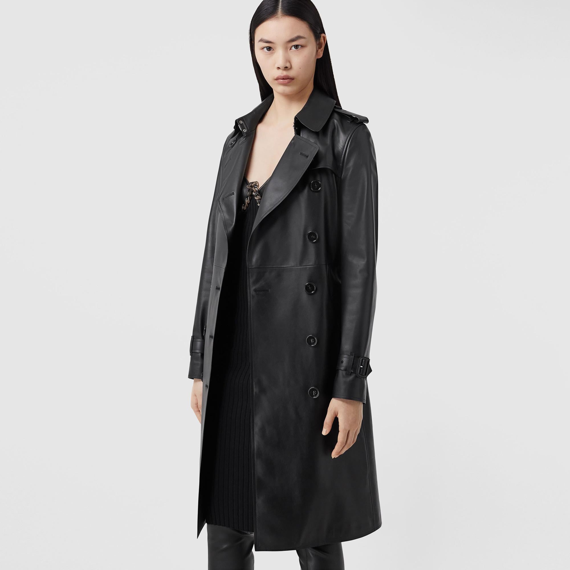 Burberry Kadın Siyah Deri Mont