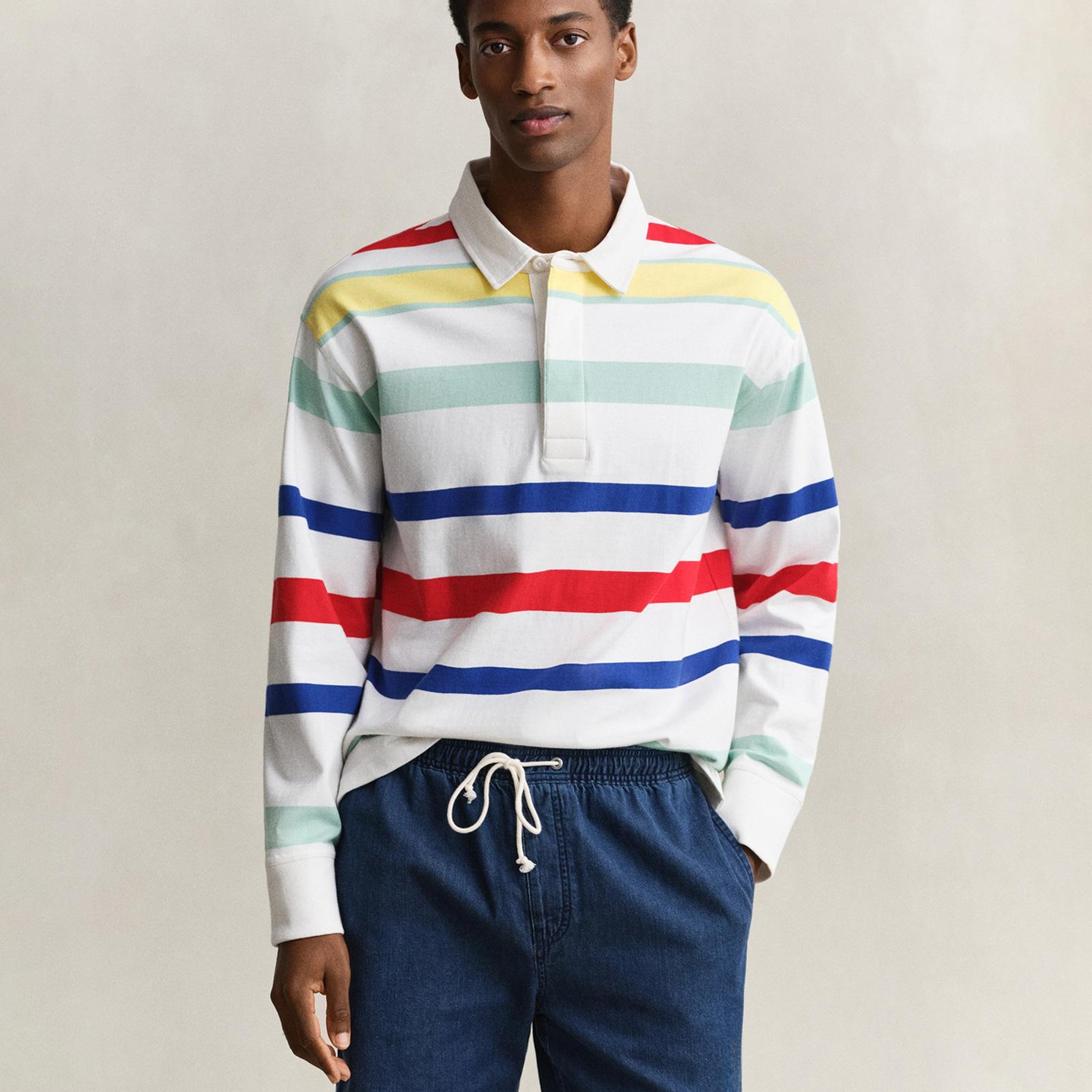 GANT Erkek Beyaz Logolu Rugby T-Shirt