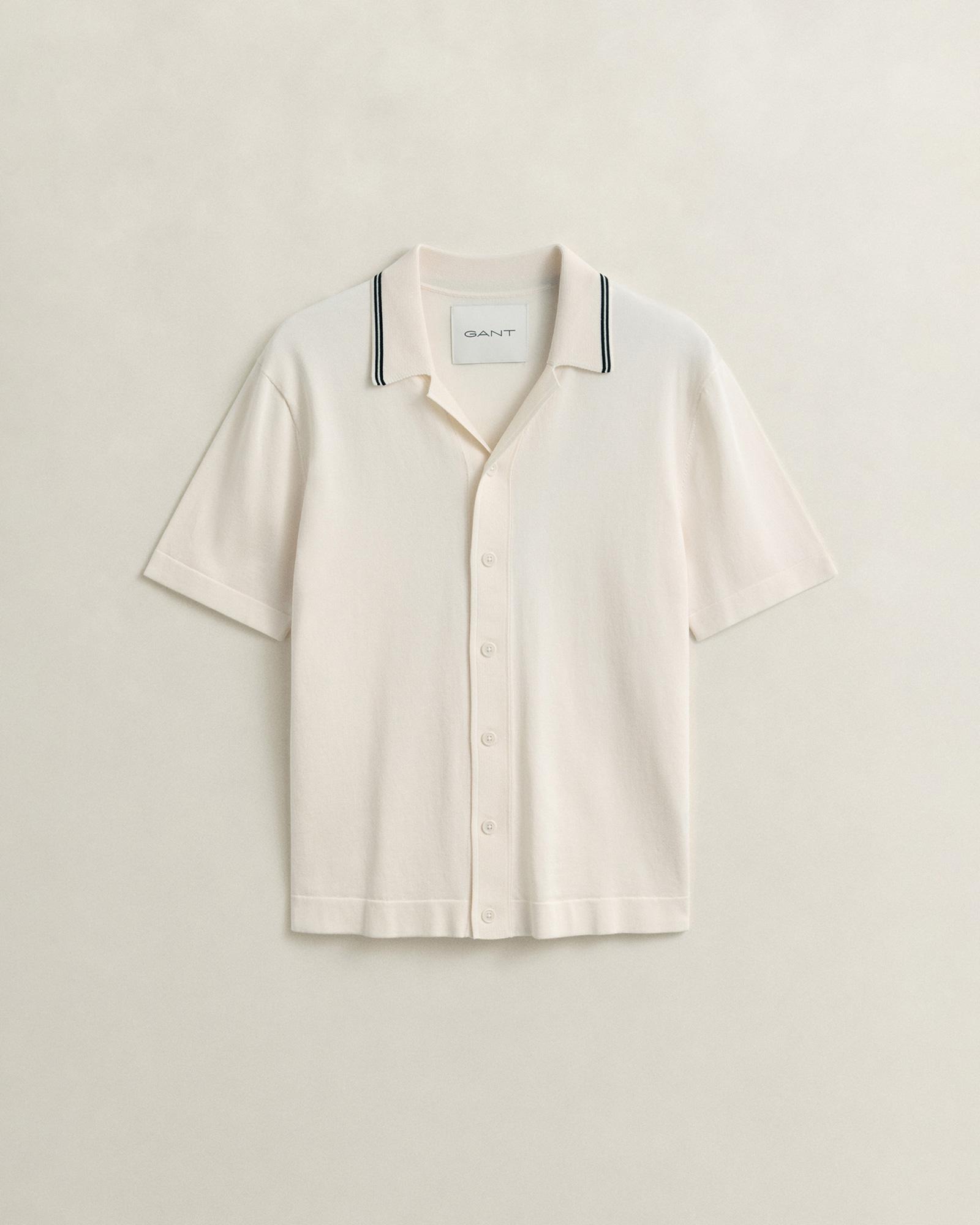 GANT Erkek Krem Regular Fit Kısa Kollu Resort Yaka Gömlek