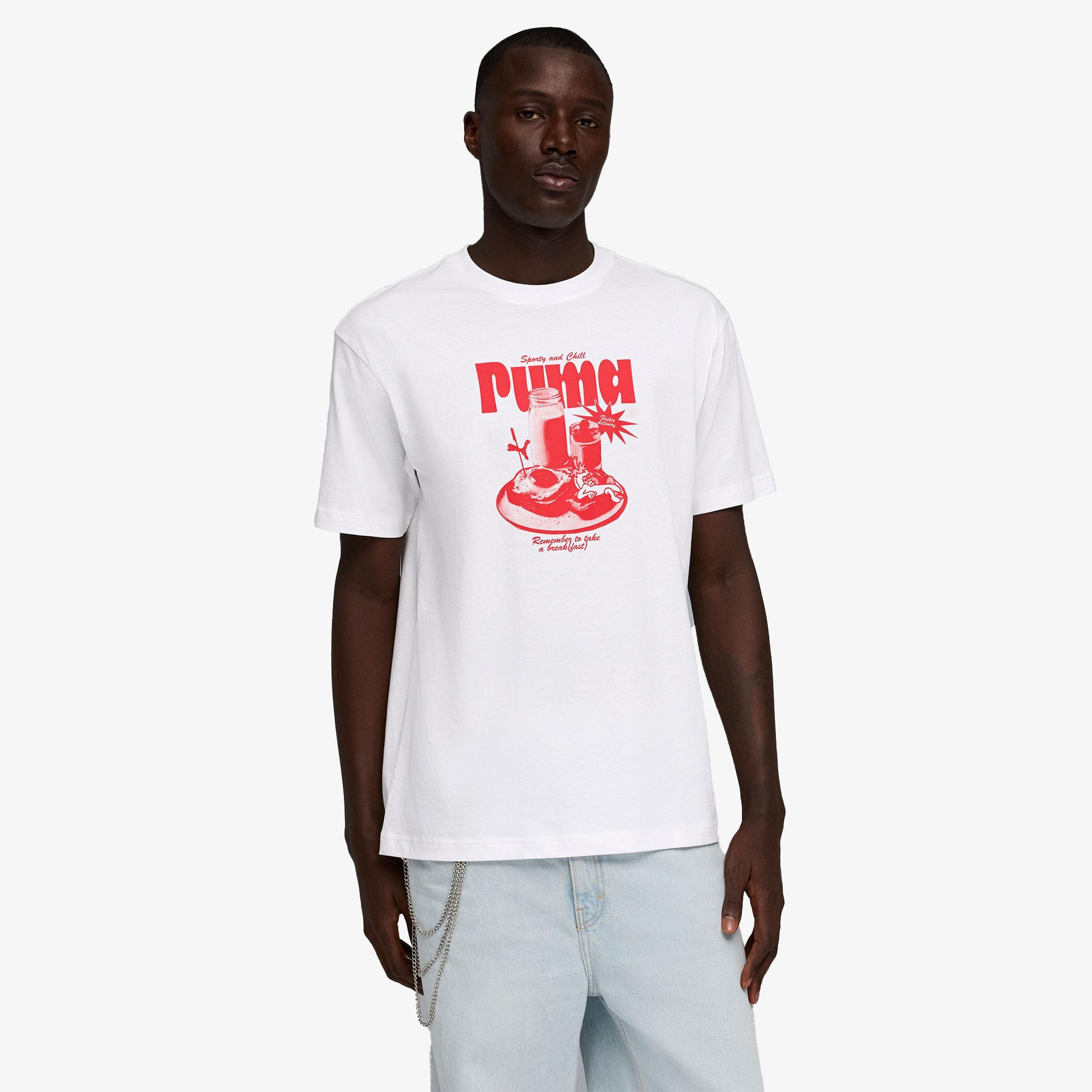 Puma Graphic  Erkek Beyaz T-Shirt