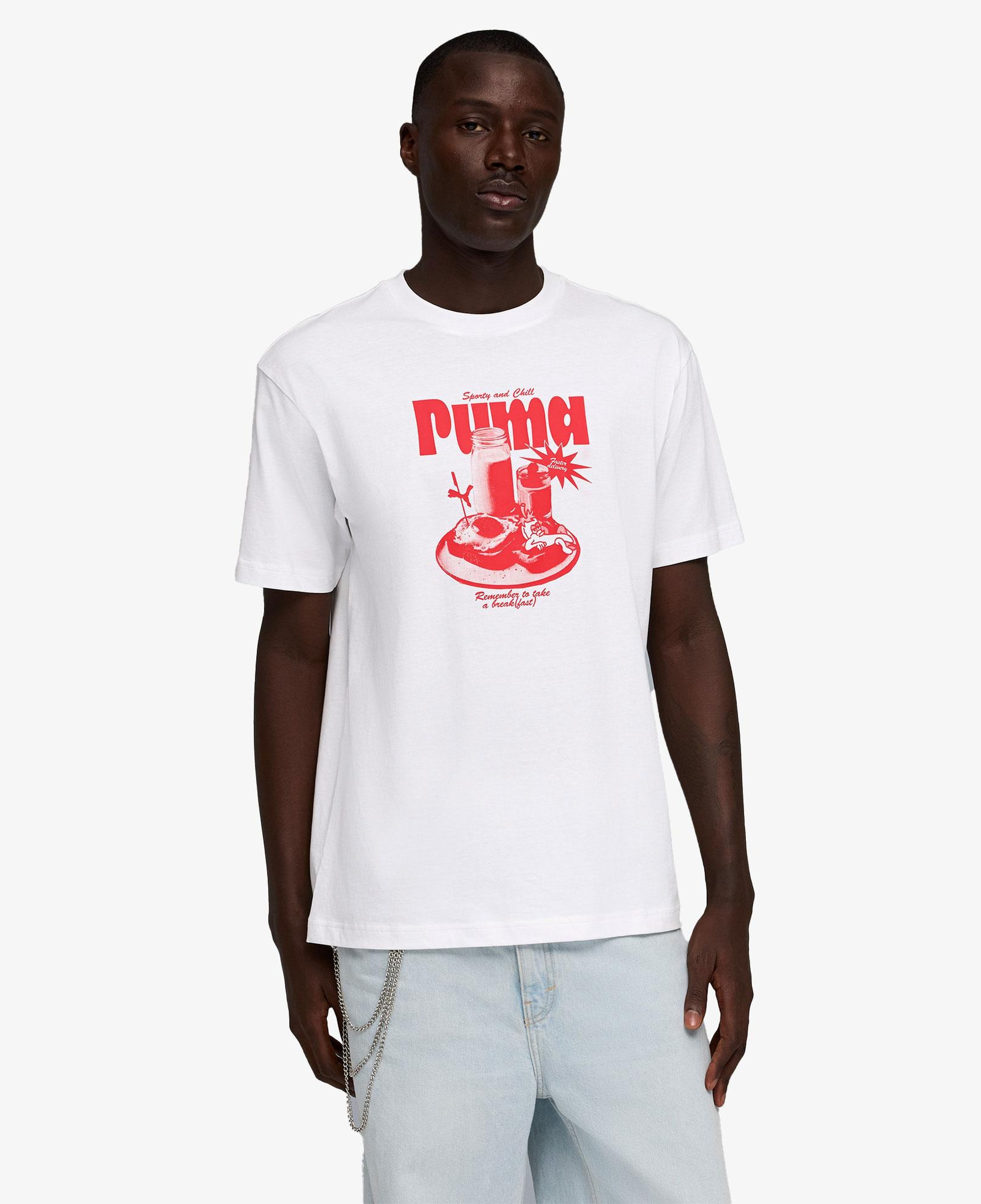 Puma Graphic  Erkek Beyaz T-Shirt