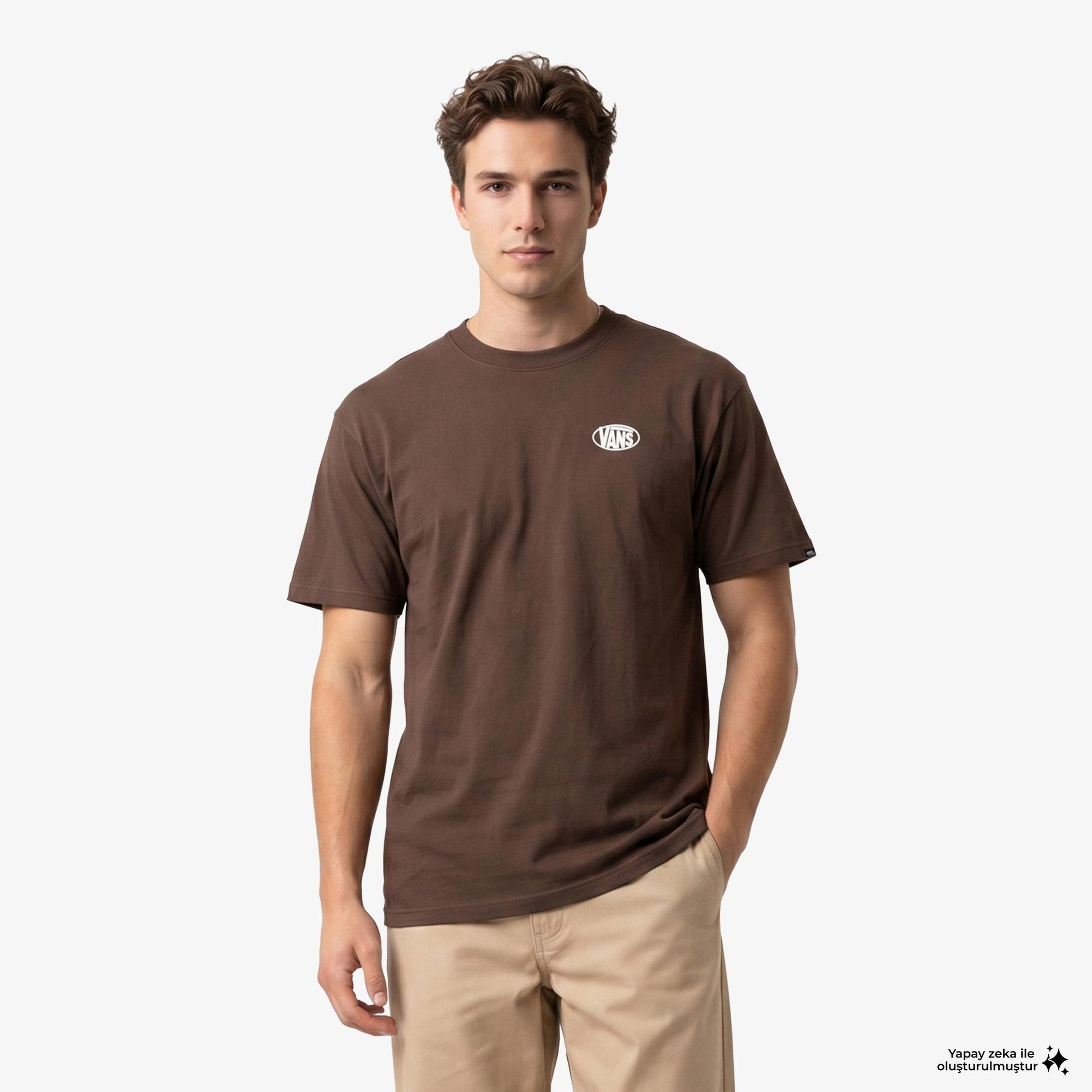 Vans Oval Logo Loose Erkek Kahverengi T-Shirt