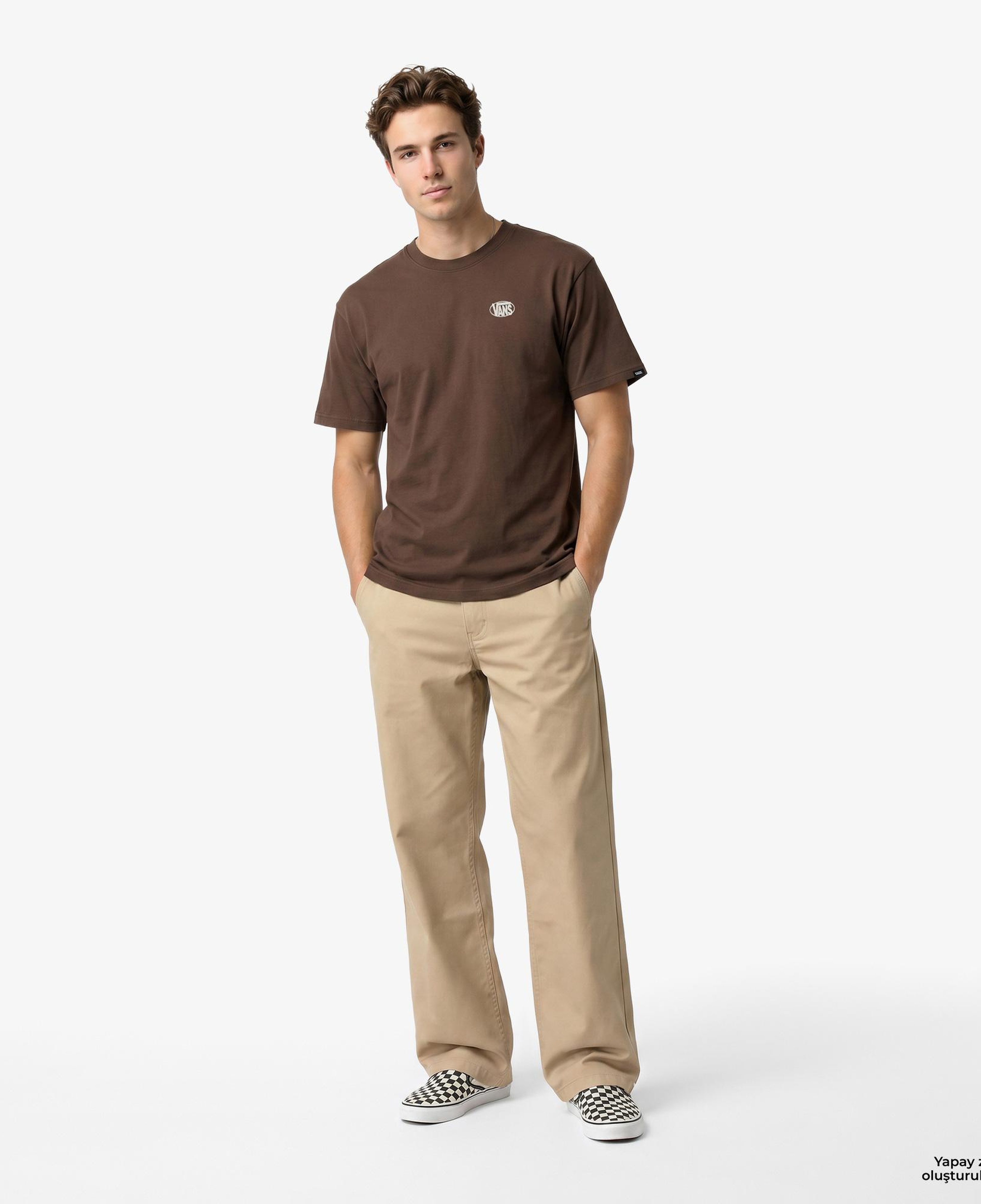 Vans Oval Logo Loose Erkek Kahverengi T-Shirt