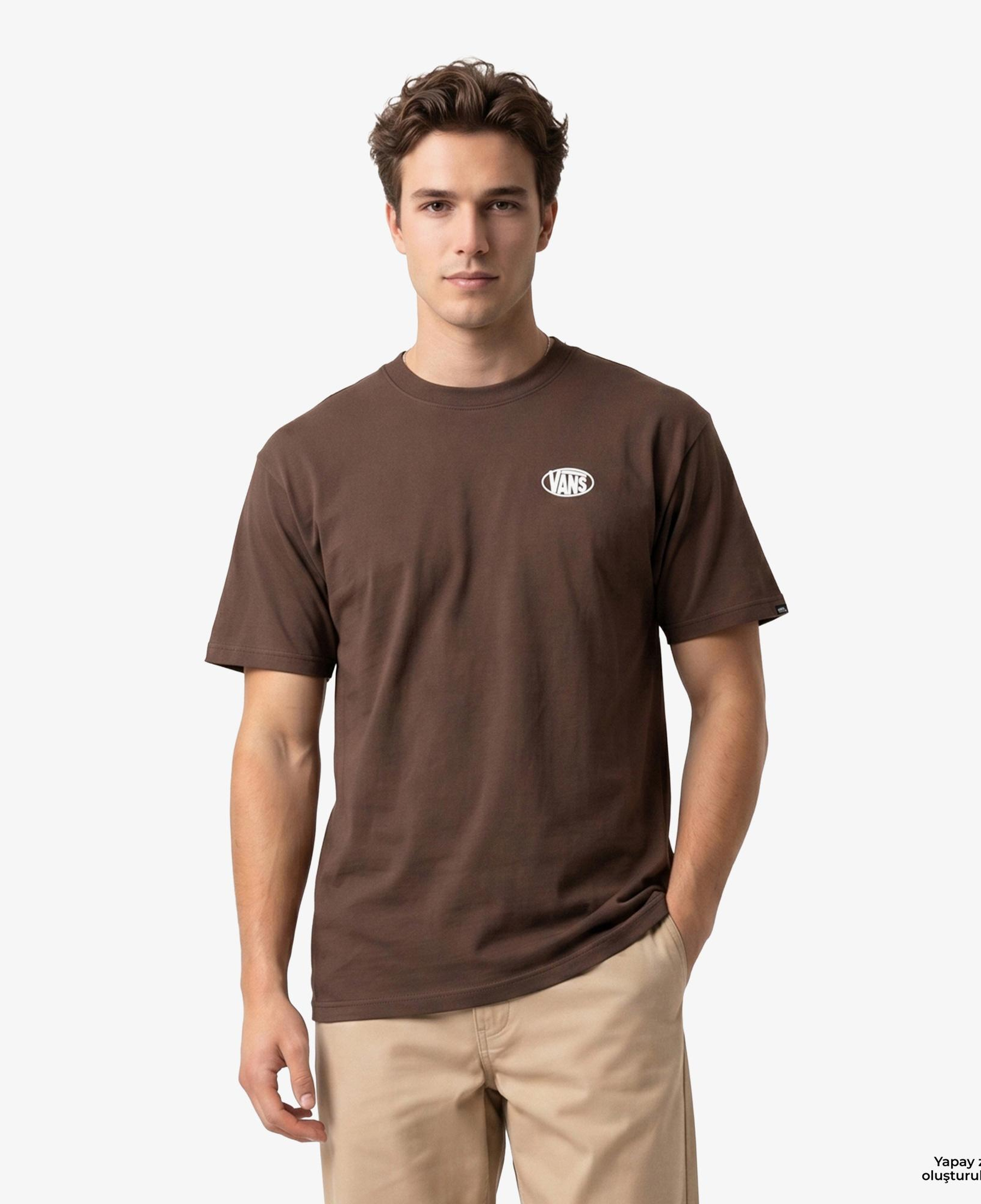 Vans Oval Logo Loose Erkek Kahverengi T-Shirt