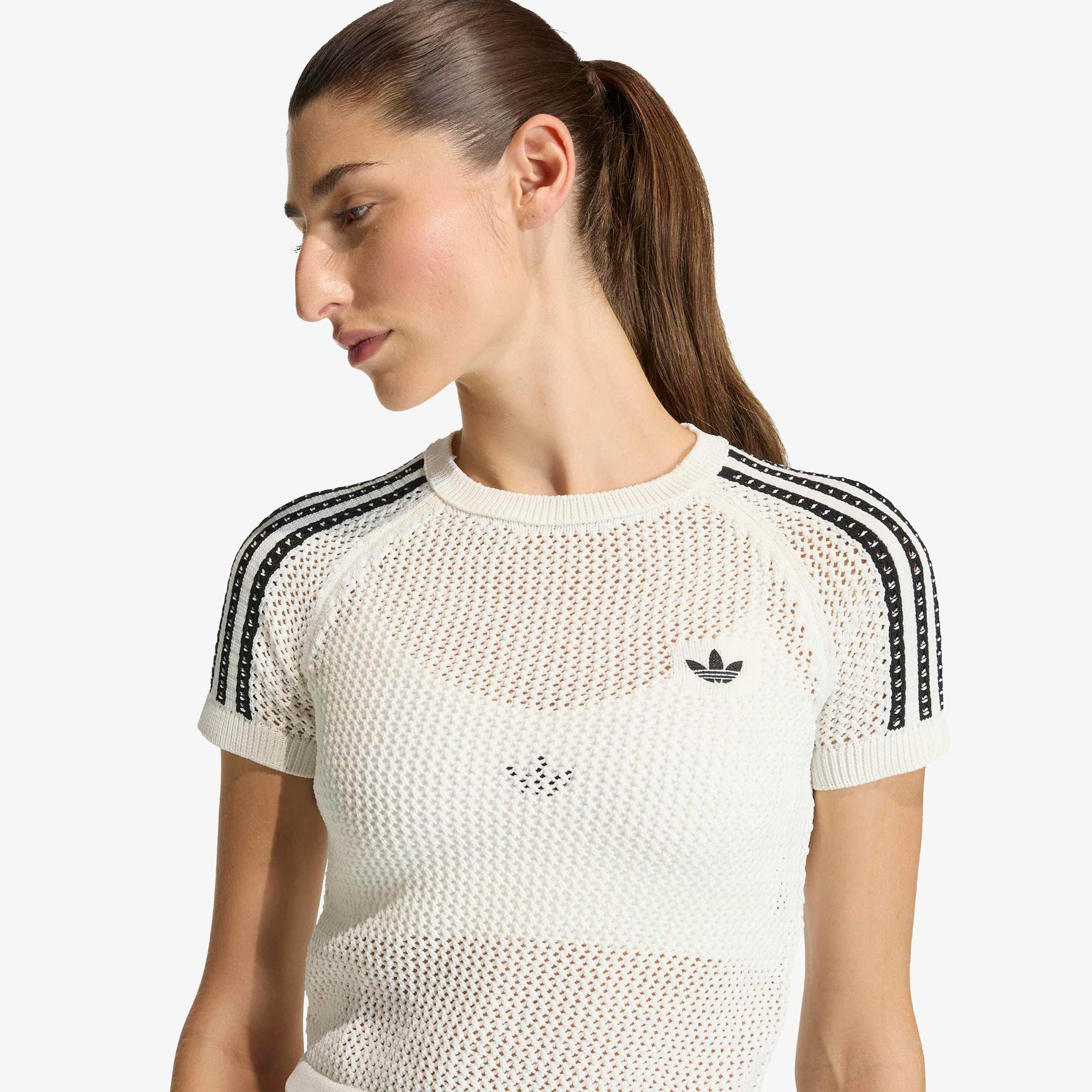 adidas Crochet Tee Kadın Beyaz T-Shirt