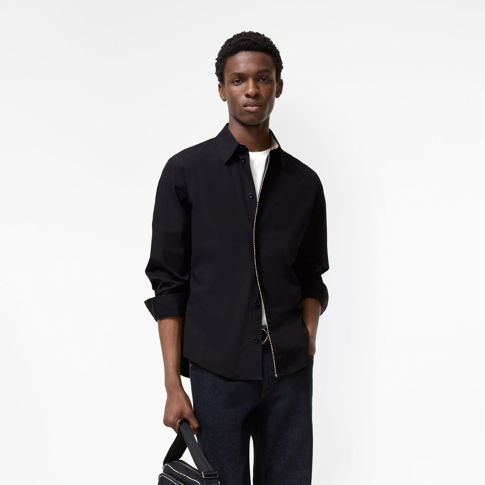 Burberry Sam Check Erkek Siyah Gömlek