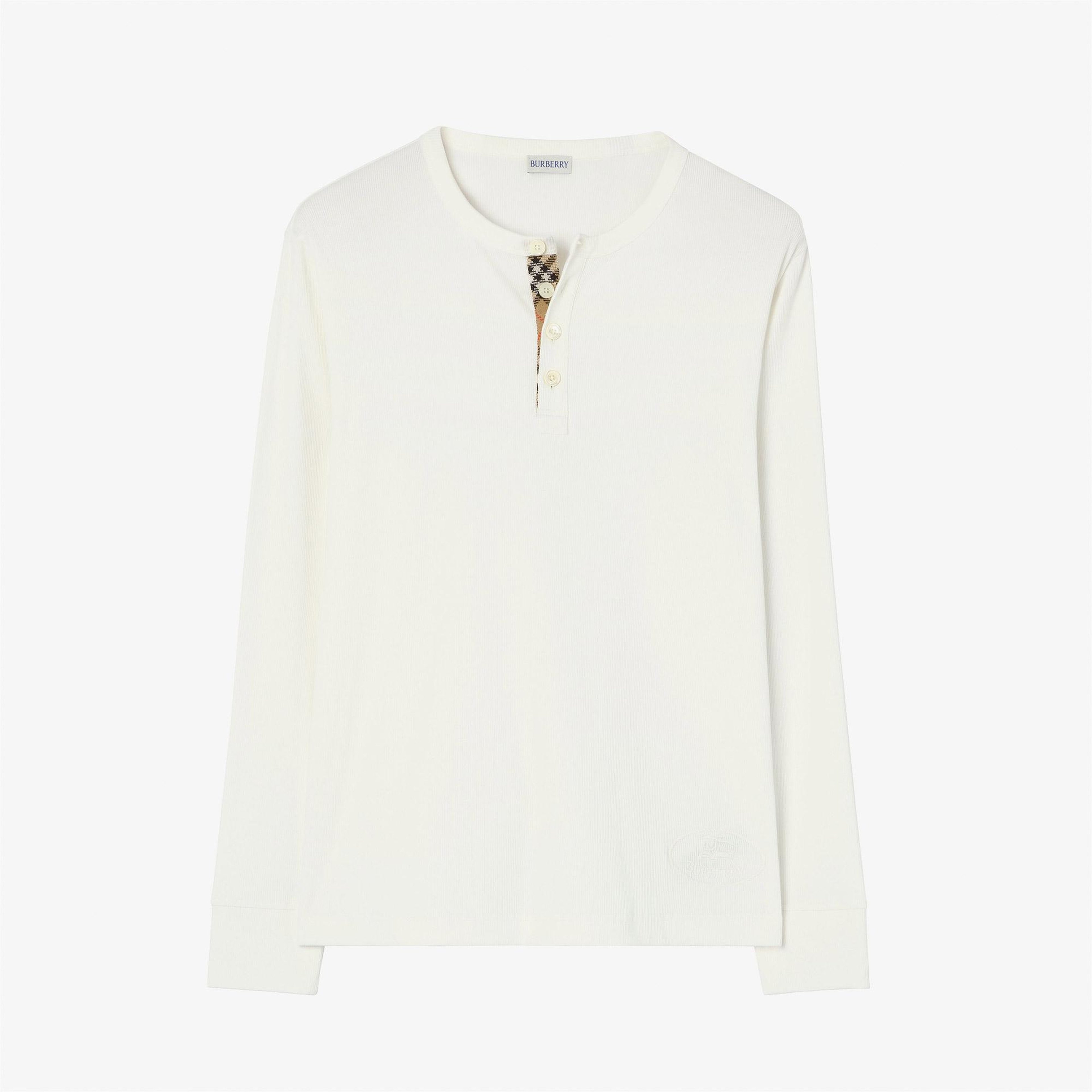 Burberry Henley Erkek Beyaz T-Shirt