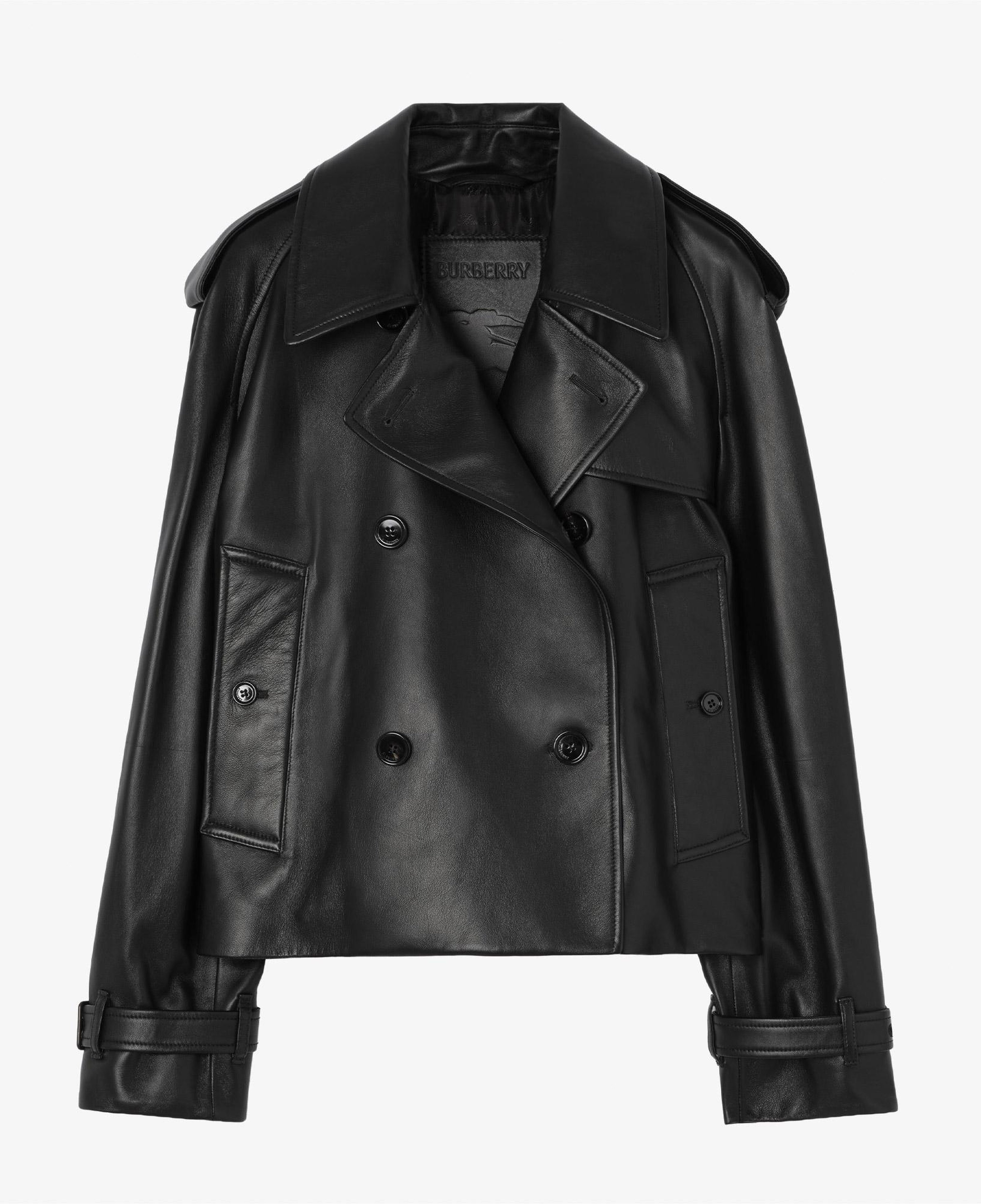 Burberry Mayfair Kadın Siyah Deri Mont