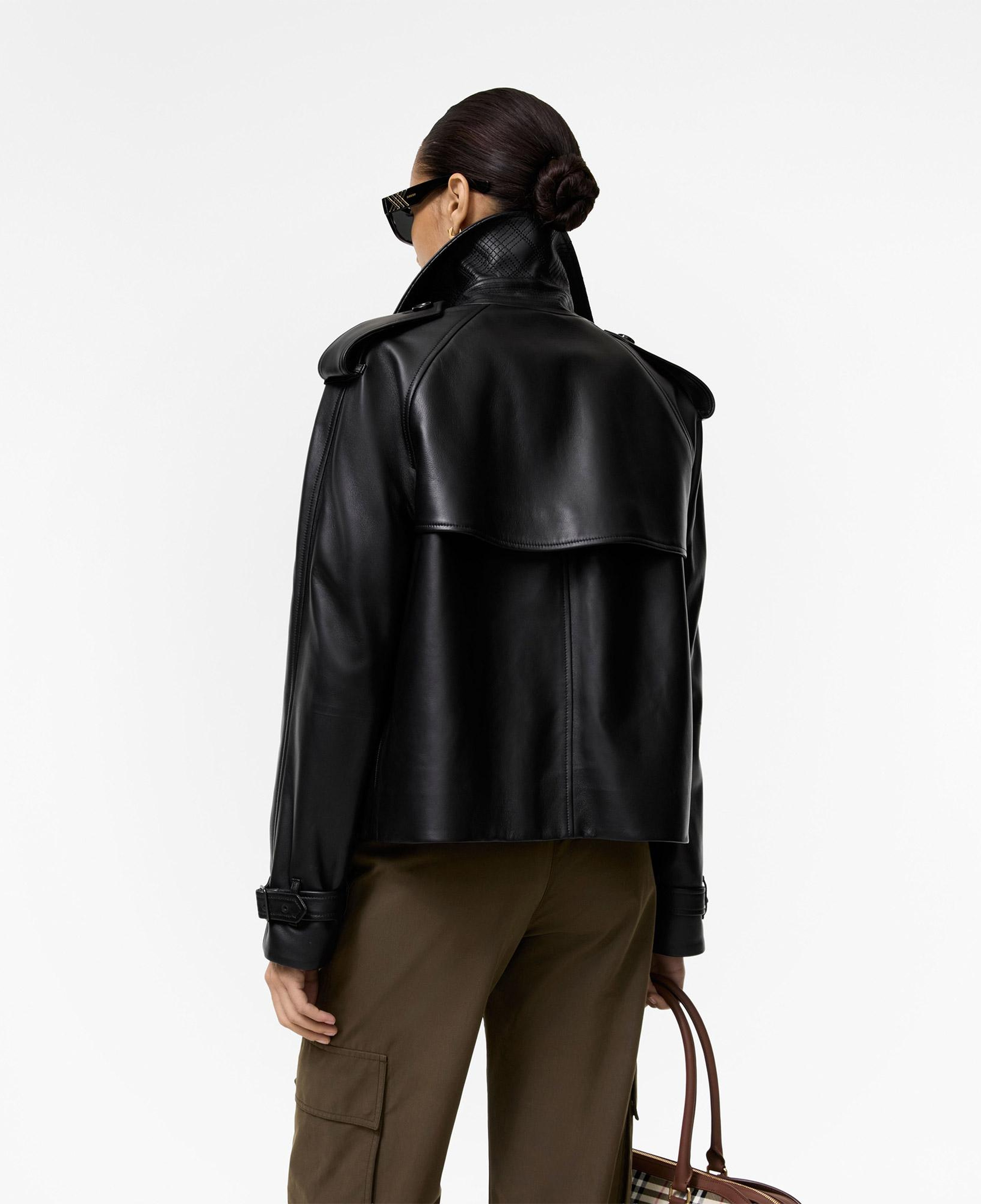 Burberry Mayfair Kadın Siyah Deri Mont