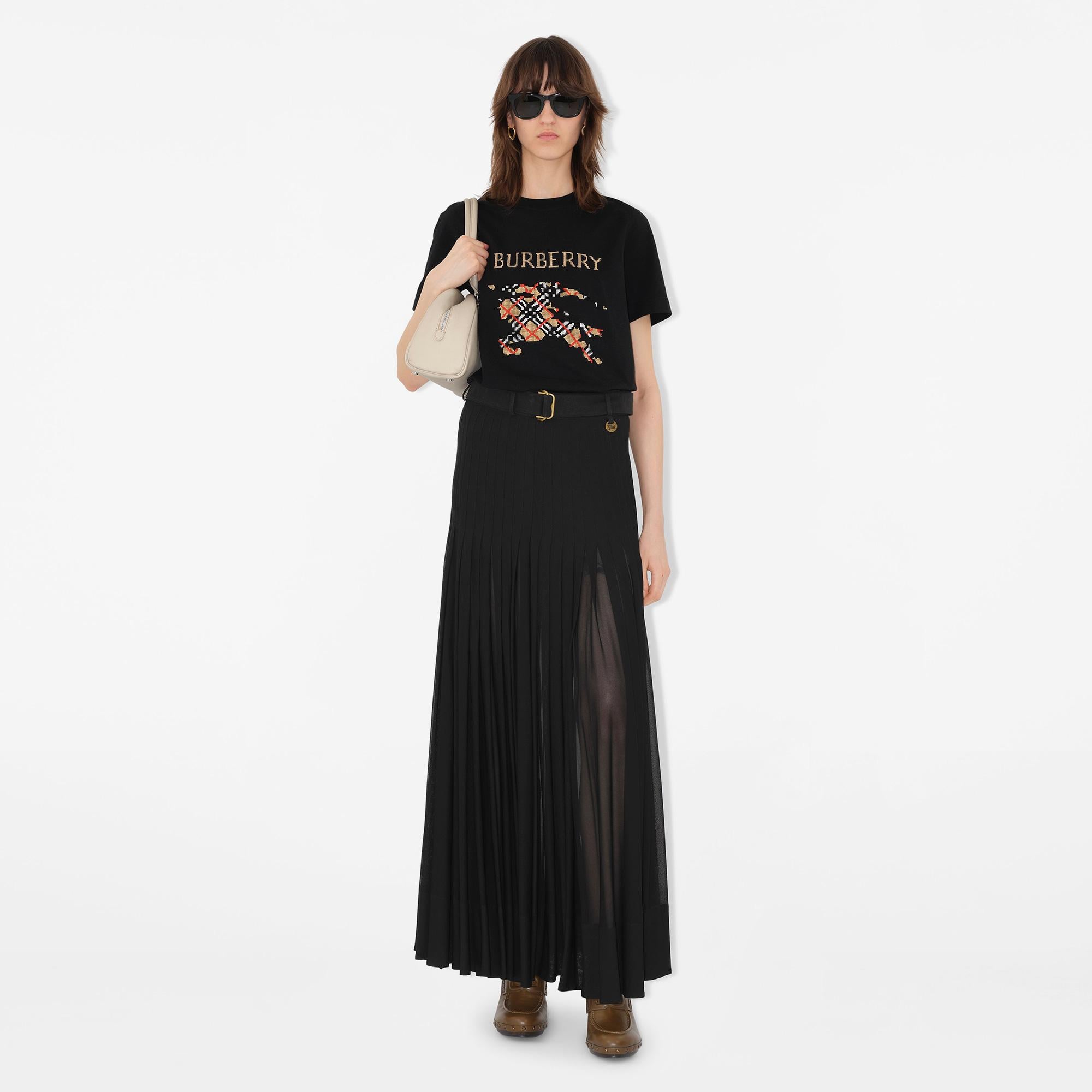 Burberry Cross Stitch EKD Cotton Kadın Siyah T-Shirt